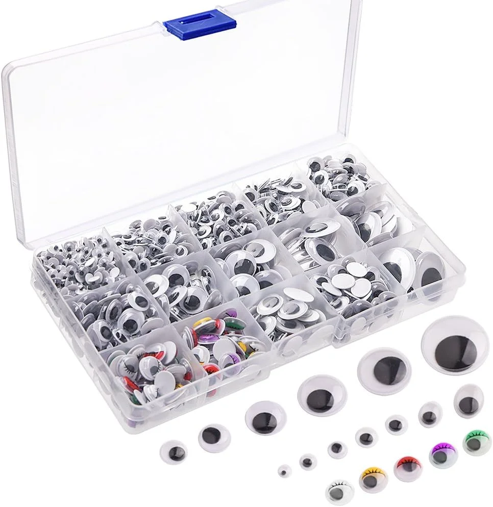 چشم های متحرک خود چسب پلاستیکی کوکا، 1200 عدد، مناسب برای لوازم جانبی اسکرپ بوک و کاردستی، ساخت عروسک خرس تدی (سایزهای مختلف)