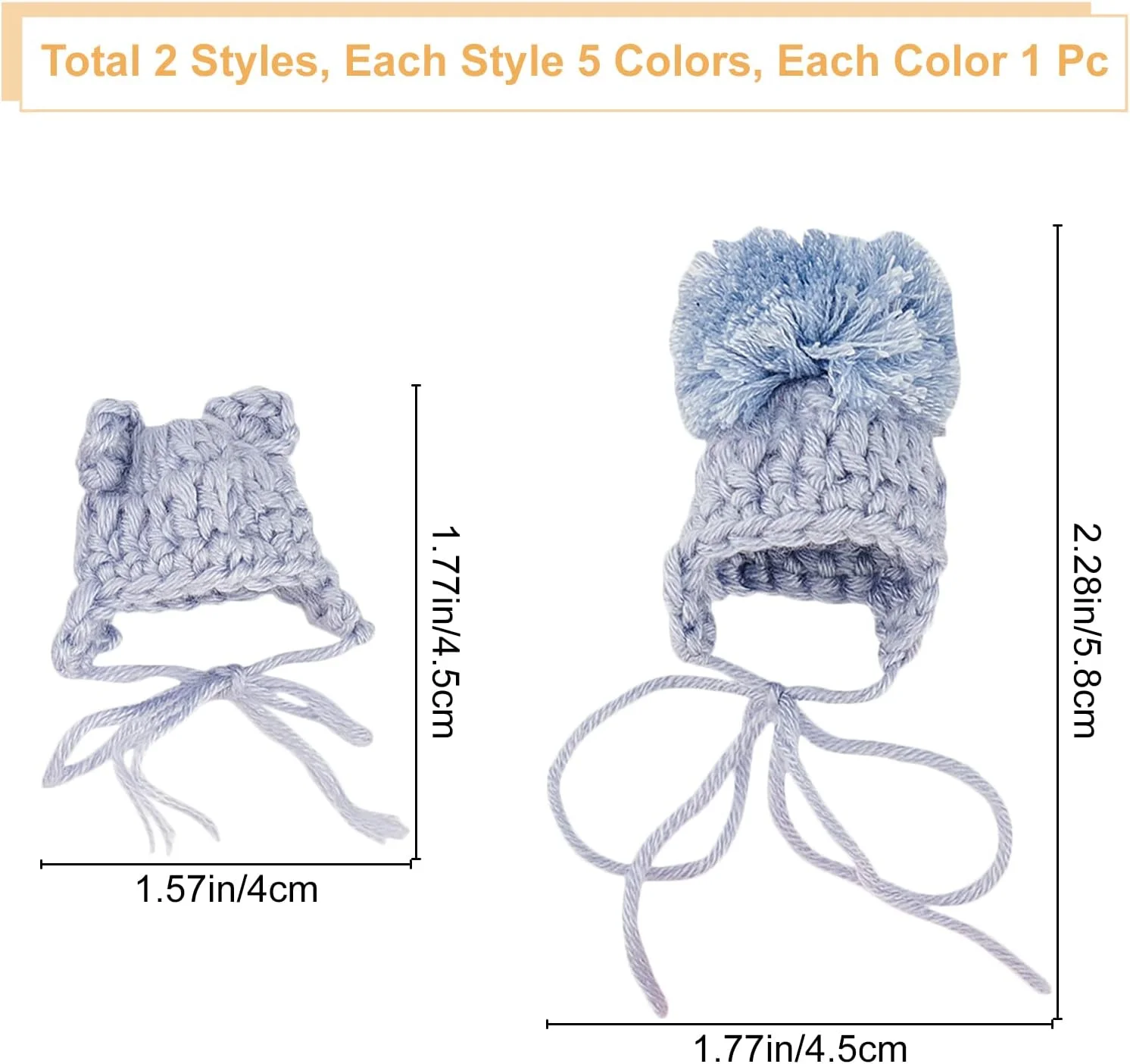 2 مدل 10 عددی کلاه بافتنی پشمی مینیاتوری کریسمس، لوازم ساخت عروسک، مناسب برای کارهای مینیاتوری، لوازم جانبی مو DIY، ساخت جواهرات، قاب گوشی