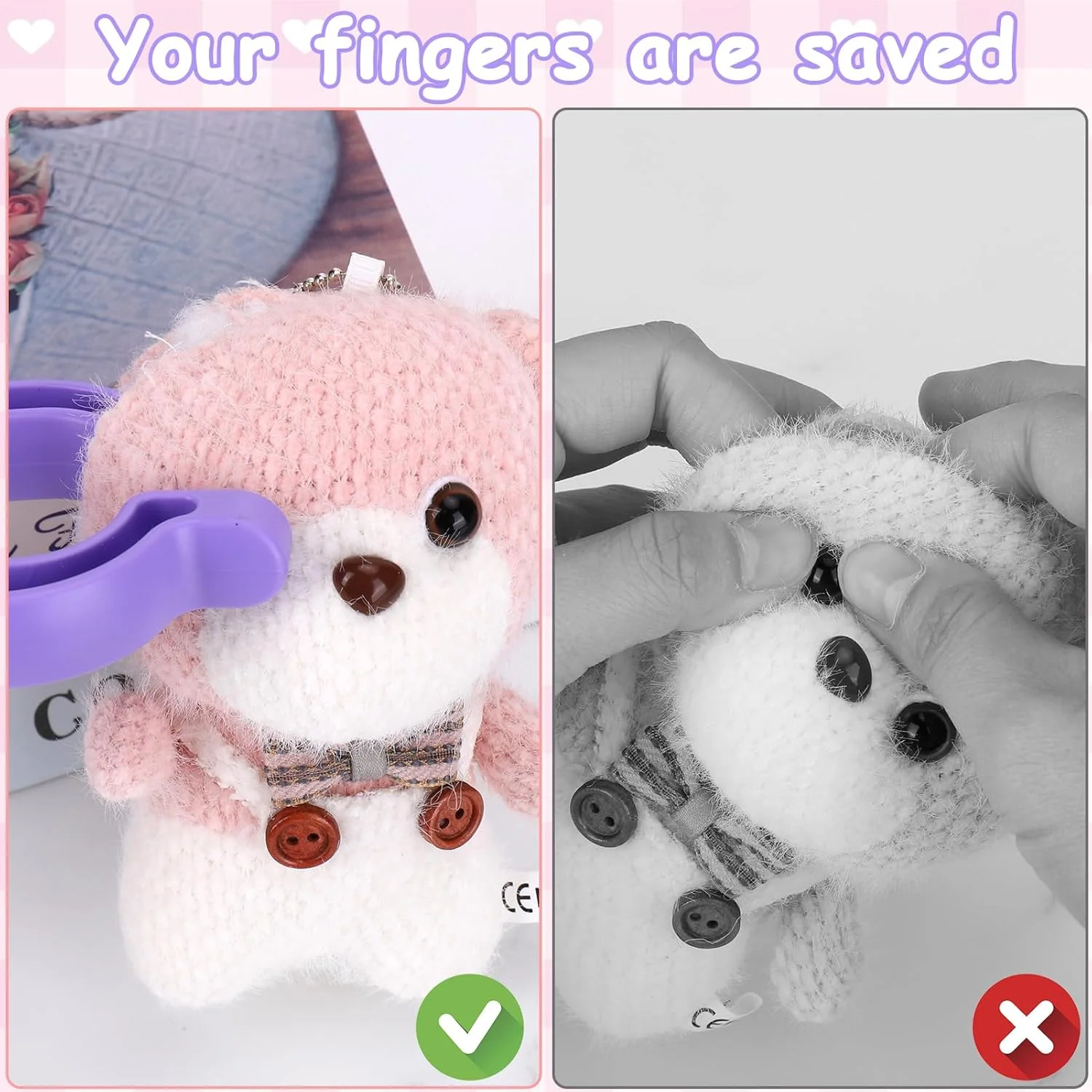 ابزار ایمنی ارتقا یافته Juome برای قلاب بافی - ابزار قلاب بافی برای اتصال چشم های ایمنی قلاب بافی، ابزار کمکی برای چشم های ایمنی حیوانات عروسکی 5-30 میلی متری لوازم ساخت عروسک (بنفش 1 عدد)