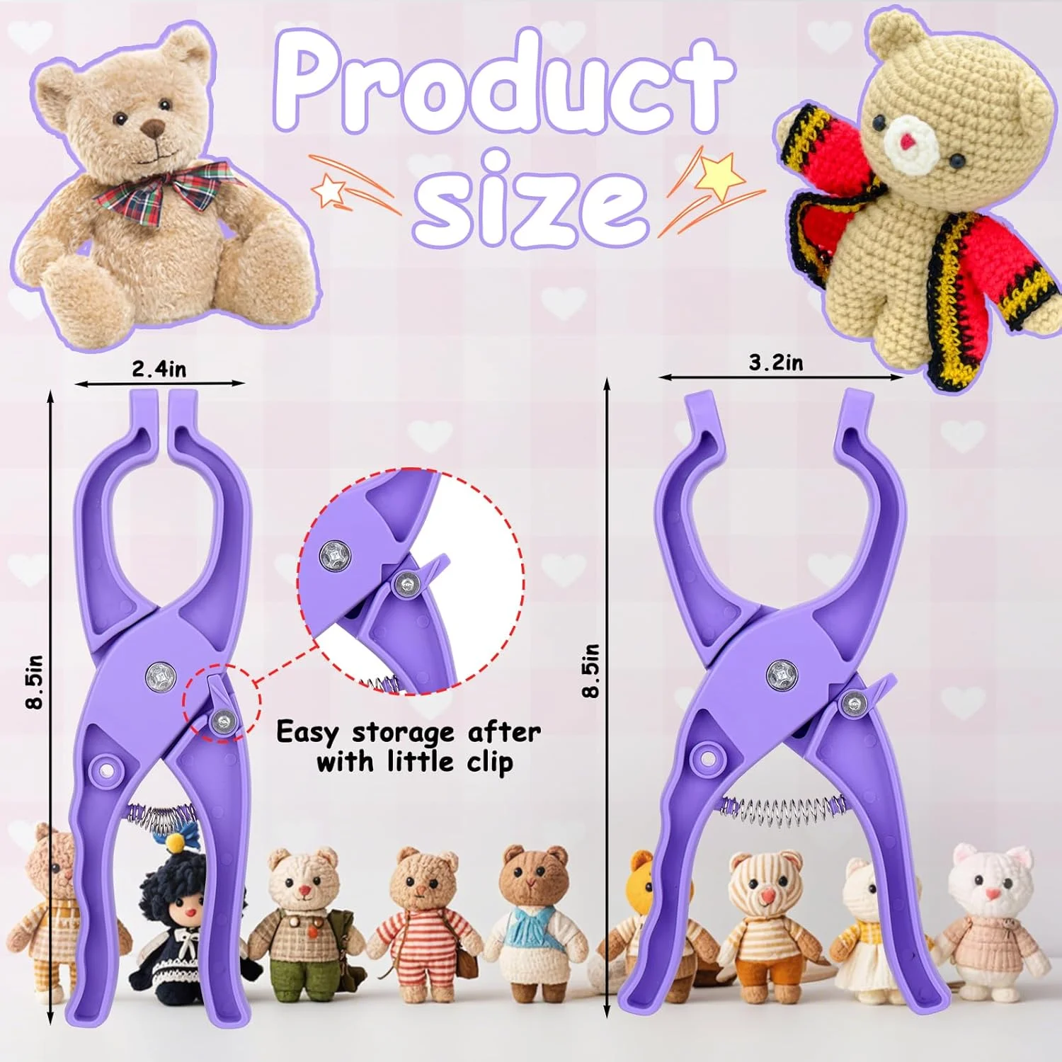 ابزار ایمنی ارتقا یافته Juome برای قلاب بافی - ابزار قلاب بافی برای اتصال چشم های ایمنی قلاب بافی، ابزار کمکی برای چشم های ایمنی حیوانات عروسکی 5-30 میلی متری لوازم ساخت عروسک (بنفش 1 عدد)