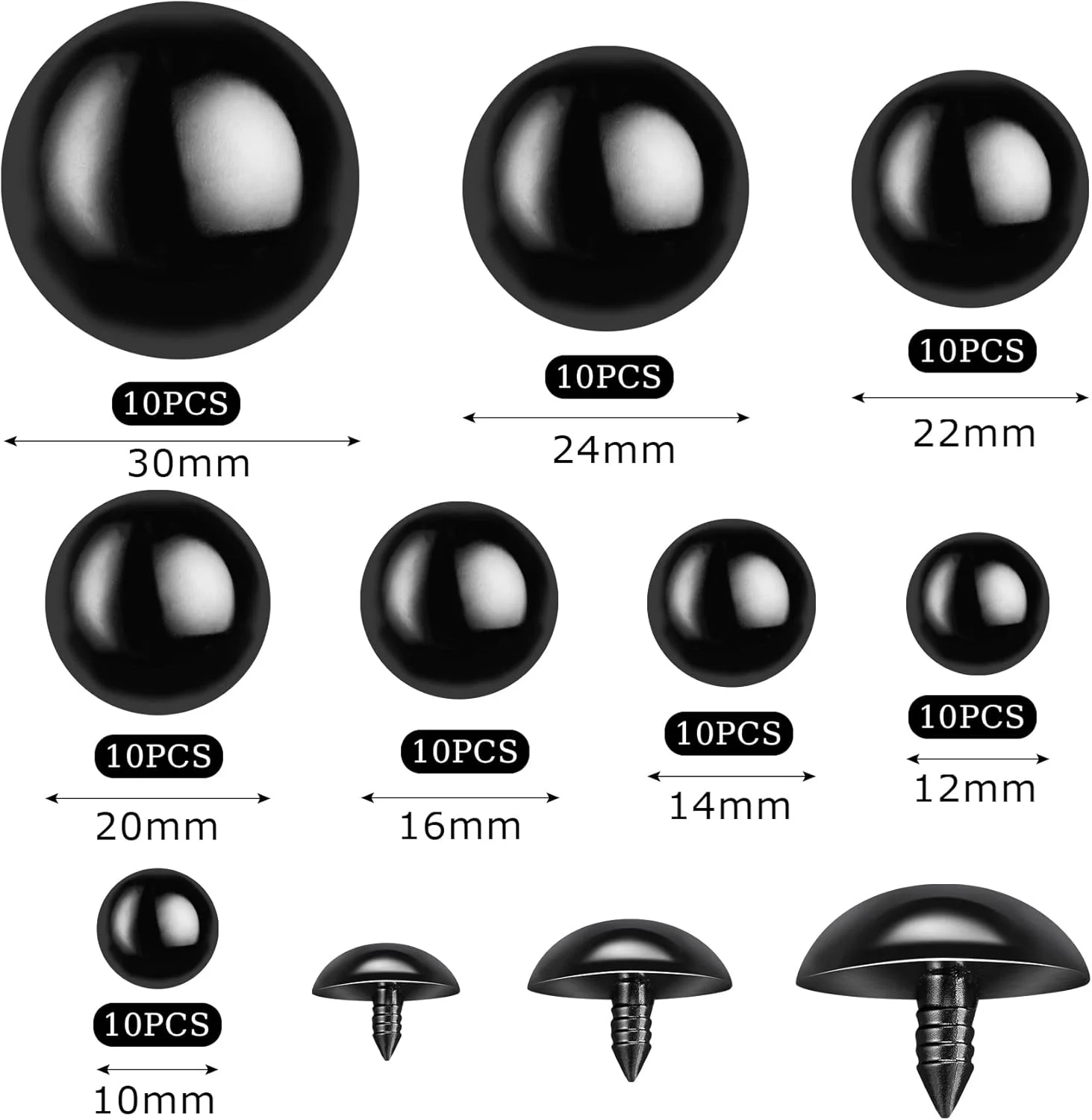 160 عدد چشم ایمنی بزرگ KIGEAPUEL برای چشم آمیگورومی برای حیوانات عروسکی، چشم عروسک بافتنی برای عروسک های DIY، خرس، صنایع دستی، حیوانات، لوازم ساخت آمیگورومی (مشکی)