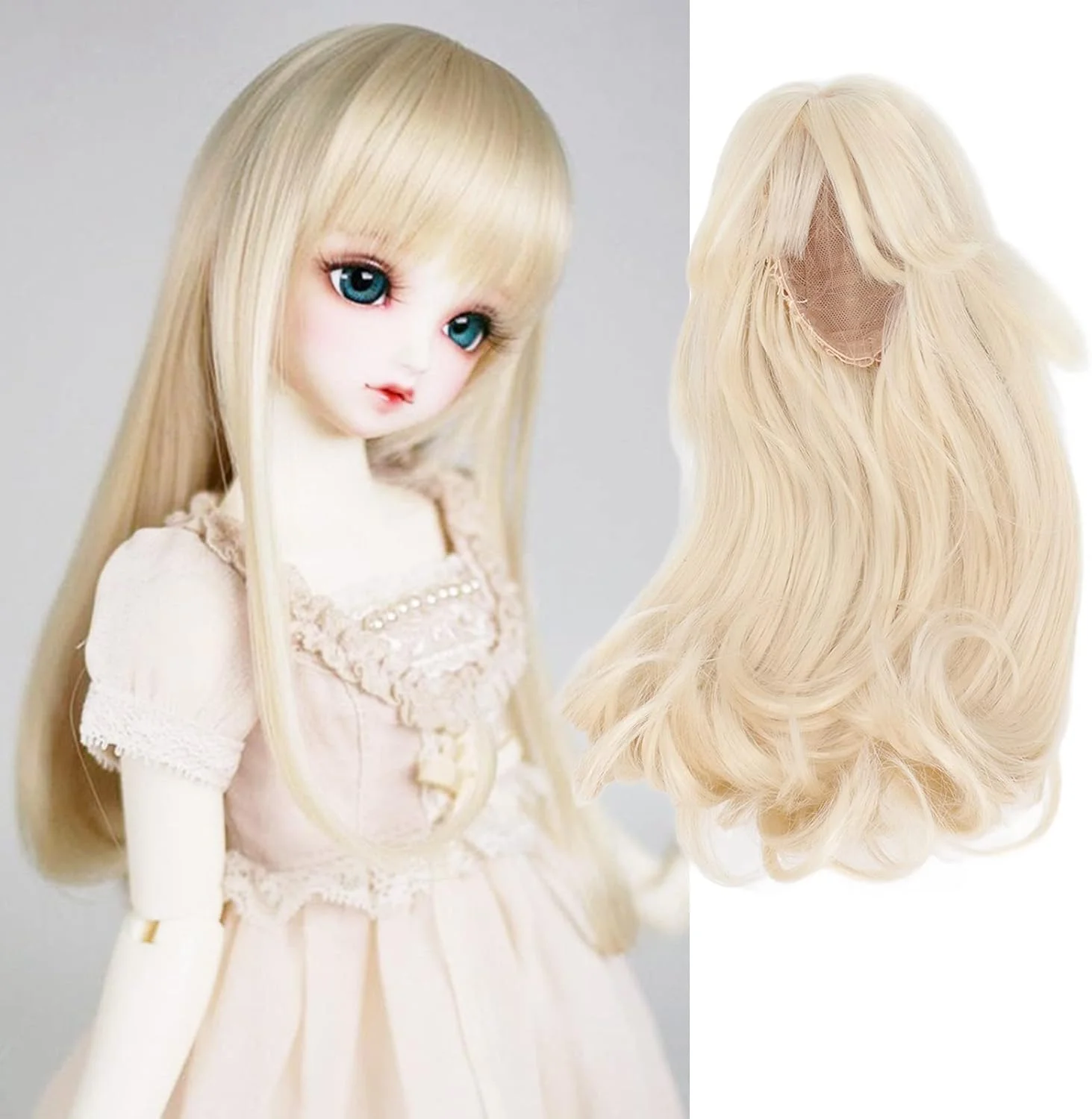 کلاه گیس عروسک دست ساز، کلاه گیس مویی فرفری، لوازم ساخت عروسک مویی DIY برای عروسک (#1)