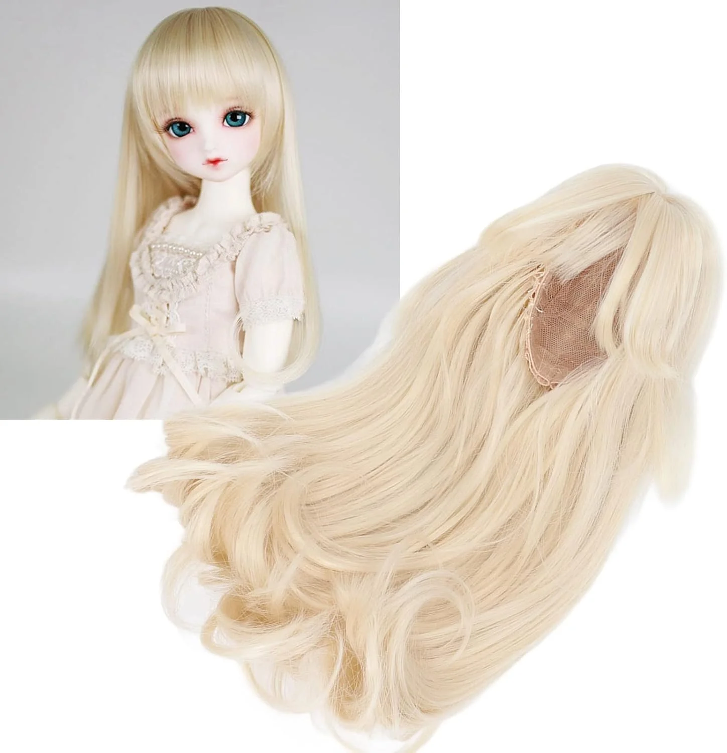 کلاه گیس عروسک دست ساز، کلاه گیس مویی فرفری، لوازم ساخت عروسک مویی DIY برای عروسک (#1)