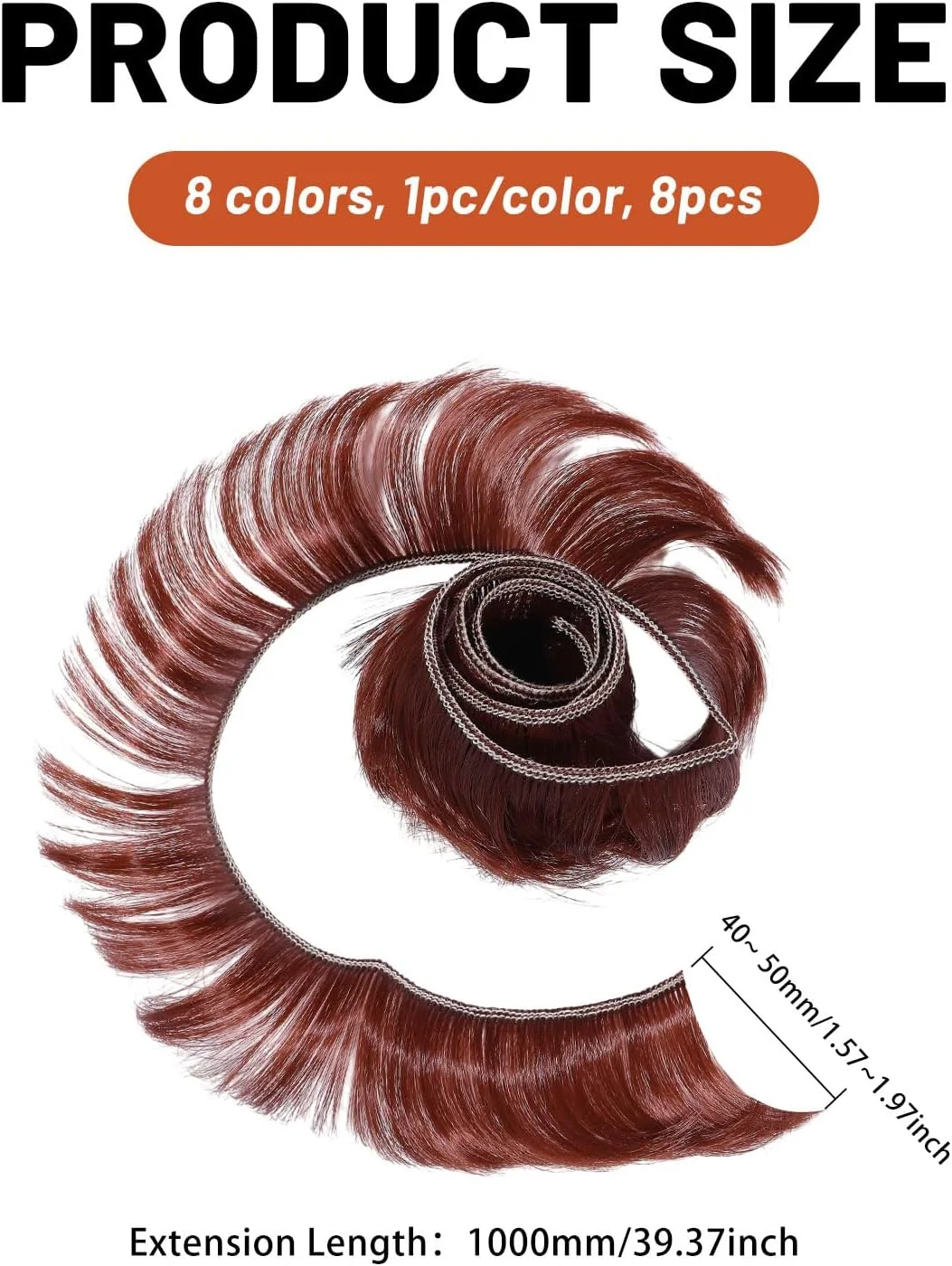 گلوبلند 8 عدد کلاه گیس موی عروسک چتری کوتاه 8 رنگ، اکستنشن موی عروسک، لوازم هنری ساخت عروسک، کاردستی DIY، کلاه گیس موی عروسک چتری کوتاه، لوازم جانبی عروسک