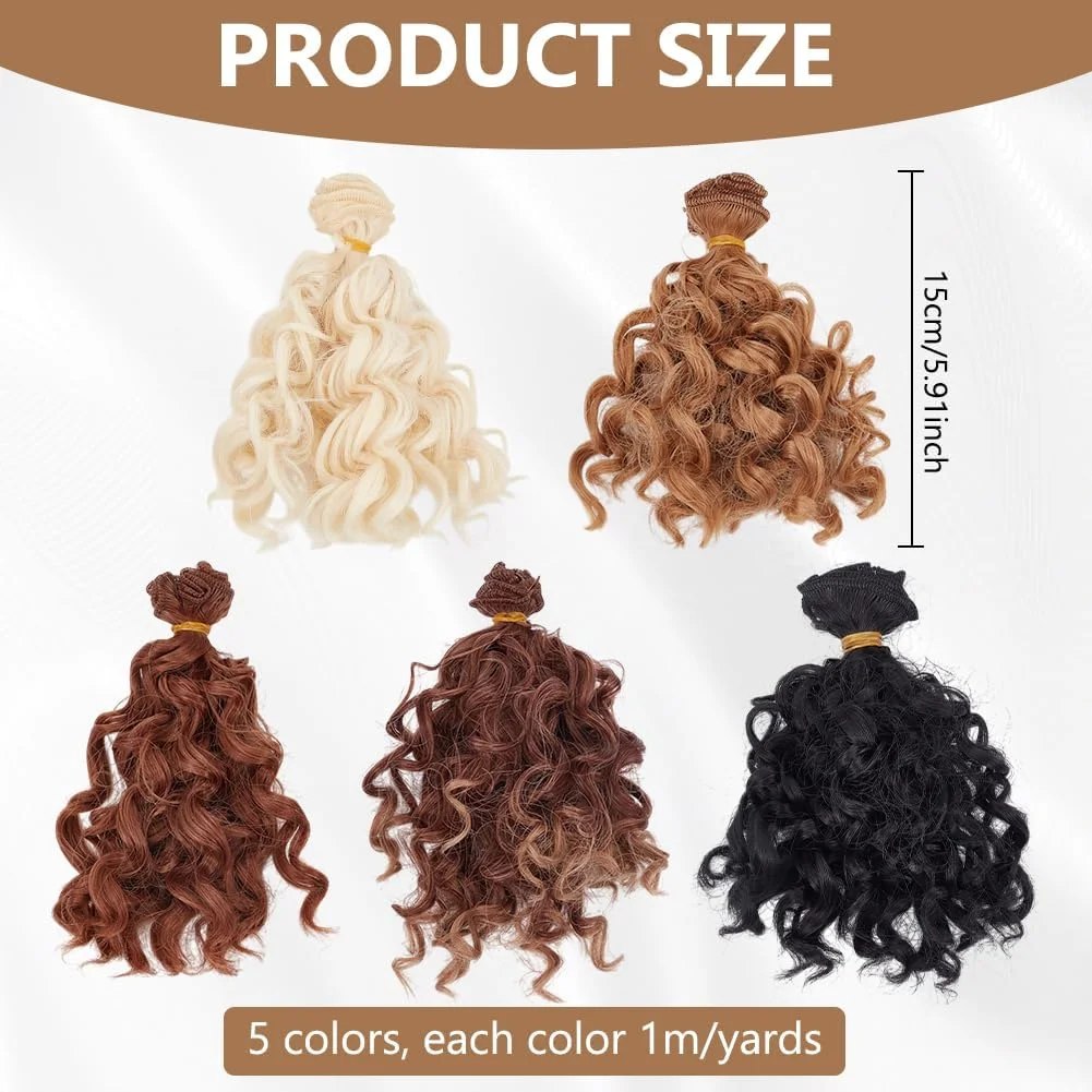 فری بلاز 5 عدد کلاه گیس عروسکی DIY، 5 رنگ موی عروسکی فر مینیاتوری پشمی برای ریشه زدن مجدد عروسک ها، لوازم هنری، 1 متر/رنگ، سن 14 سال به بالا فری بلاز 5 عدد کلاه گیس عروسکی DIY، 5 رنگ موی عروسکی فر مینیاتوری پشمی برای ریشه زدن مجدد عروسک ها، لوازم هنری، 1 متر/رنگ، سن 14 سال به بالا