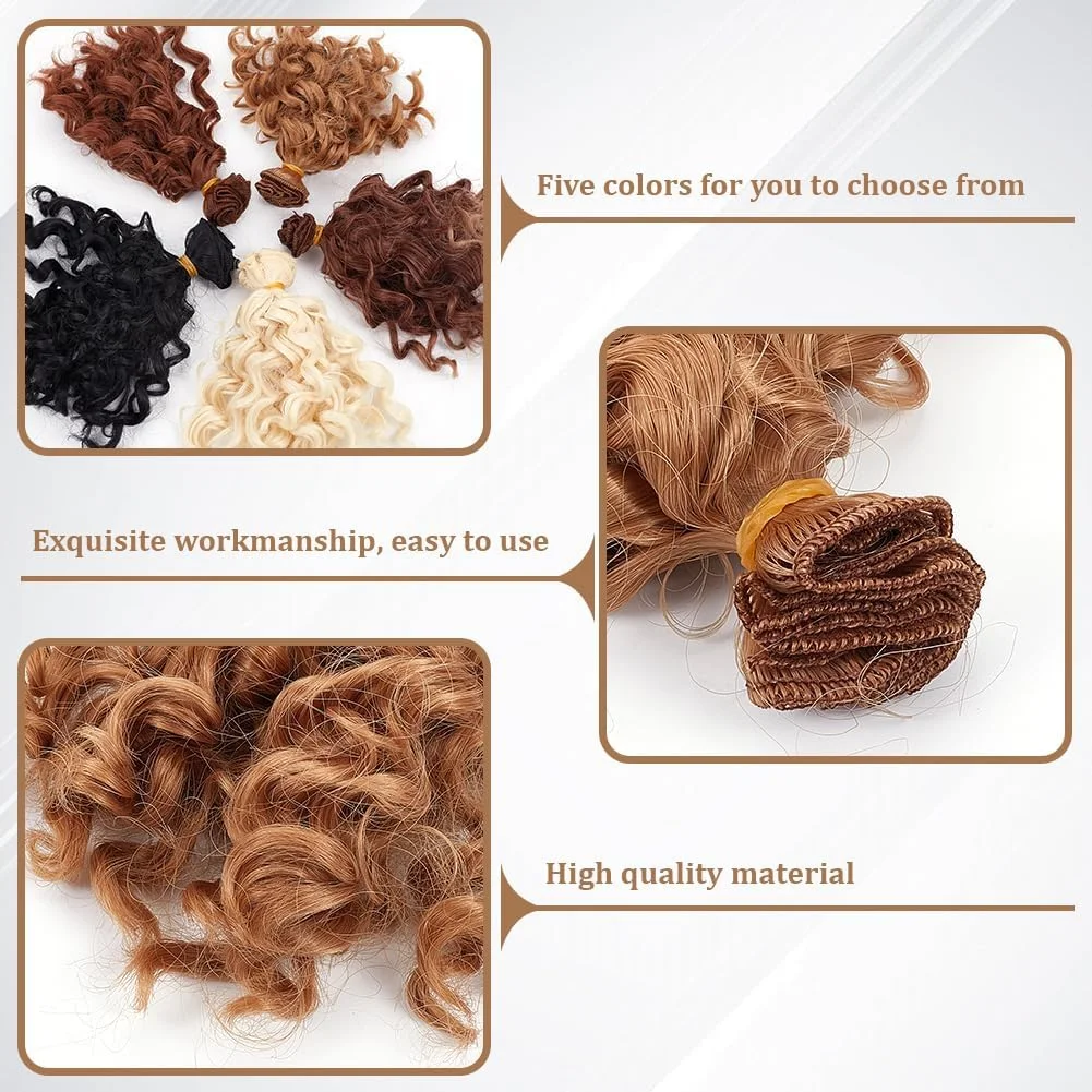 فری بلاز 5 عدد کلاه گیس عروسکی DIY، 5 رنگ موی عروسکی فر مینیاتوری پشمی برای ریشه زدن مجدد عروسک ها، لوازم هنری، 1 متر/رنگ، سن 14 سال به بالا فری بلاز 5 عدد کلاه گیس عروسکی DIY، 5 رنگ موی عروسکی فر مینیاتوری پشمی برای ریشه زدن مجدد عروسک ها، لوازم هنری، 1 متر/رنگ، سن 14 سال به بالا