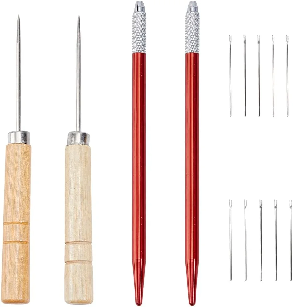 مجموعه 14 عددی نگهدارنده ریشه مو عروسک OLYCRAFT، سوزن های بافت ریشه زنی مو عروسک 0.7/0.9 میلی متری، ابزارهای ریشه زنی مجدد مو با درفش های چوبی و قلاب بافی برای لوازم ساخت کلاه گیس عروسک