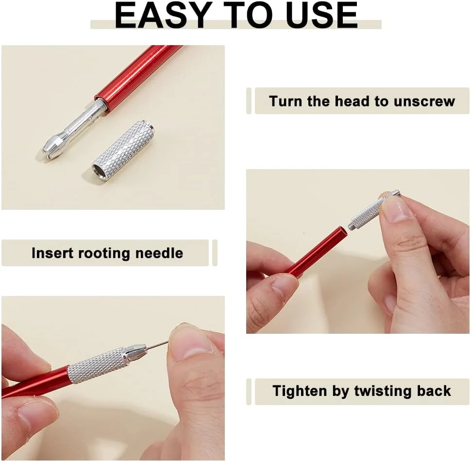 مجموعه 14 عددی نگهدارنده ریشه مو عروسک OLYCRAFT، سوزن های بافت ریشه زنی مو عروسک 0.7/0.9 میلی متری، ابزارهای ریشه زنی مجدد مو با درفش های چوبی و قلاب بافی برای لوازم ساخت کلاه گیس عروسک