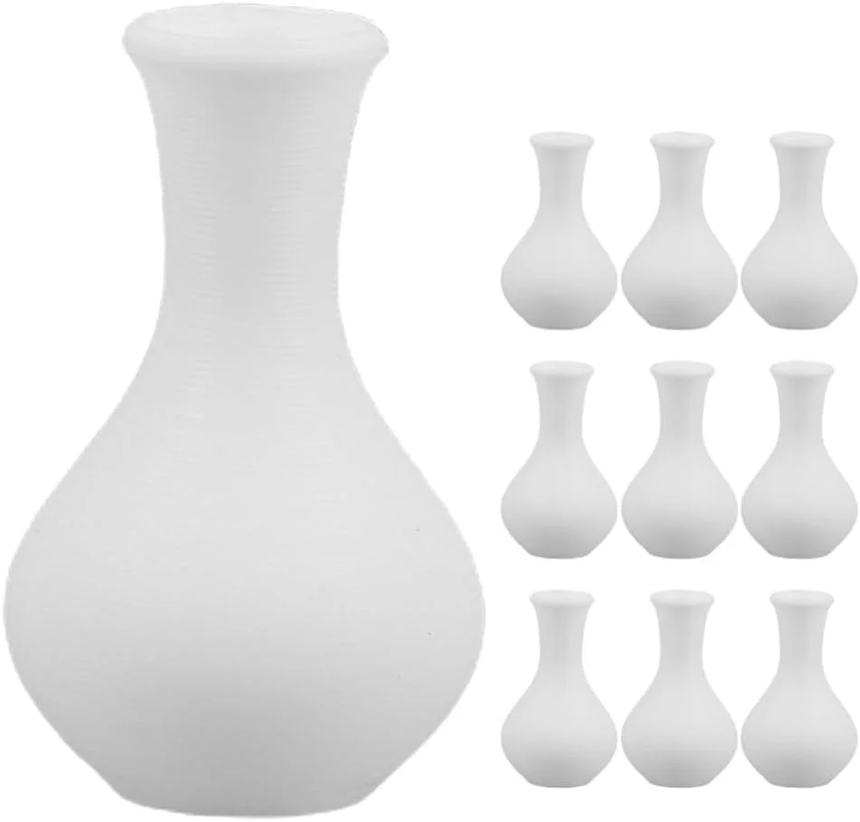 Homoyoyo 10 عدد گلدان هنری مینیاتوری سفید برای دکوراسیون خانه عروسکی، مدل های خانه مینیاتوری و لوازم منظره، گلدان های کوچک