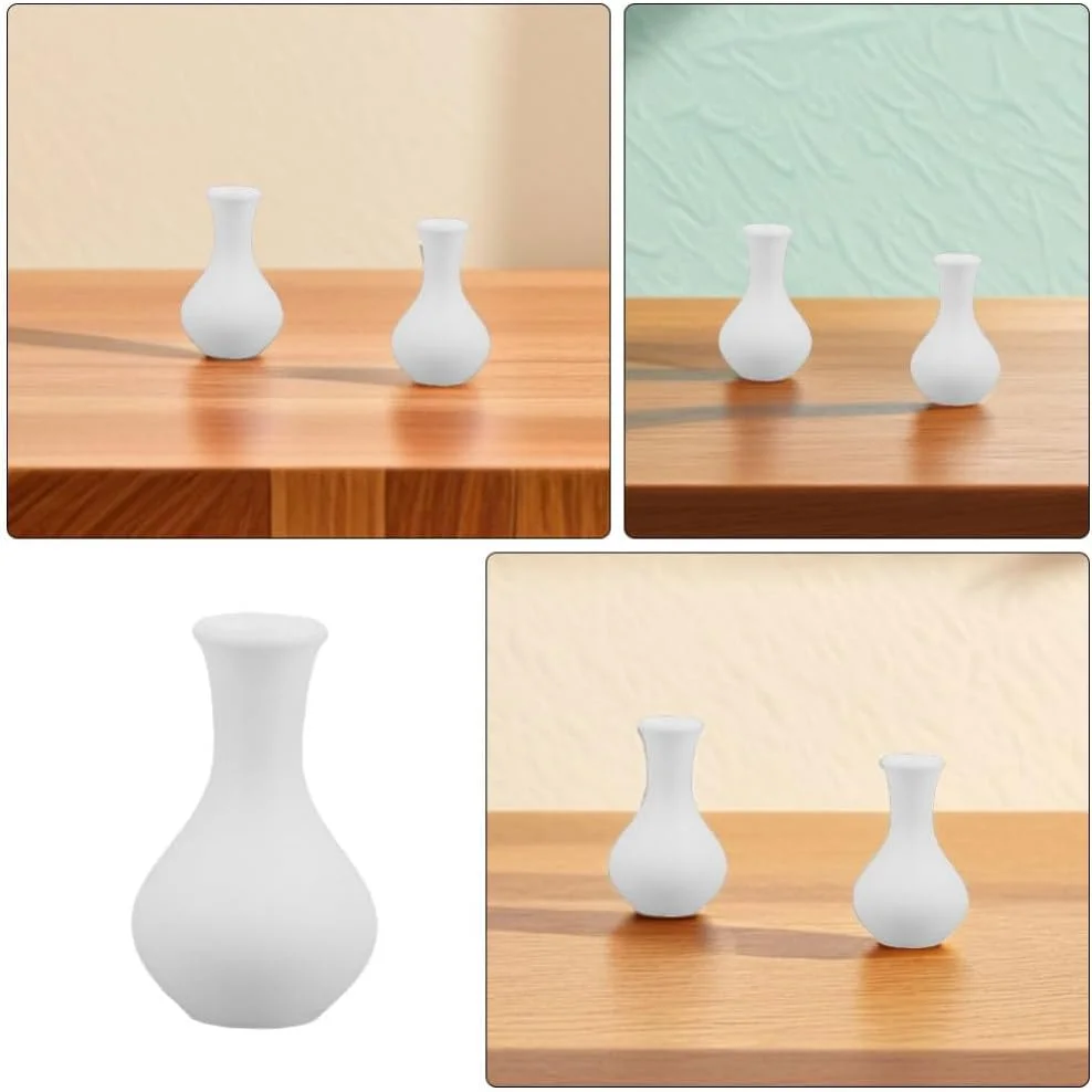 Homoyoyo 10 عدد گلدان هنری مینیاتوری سفید برای دکوراسیون خانه عروسکی، مدل های خانه مینیاتوری و لوازم منظره، گلدان های کوچک