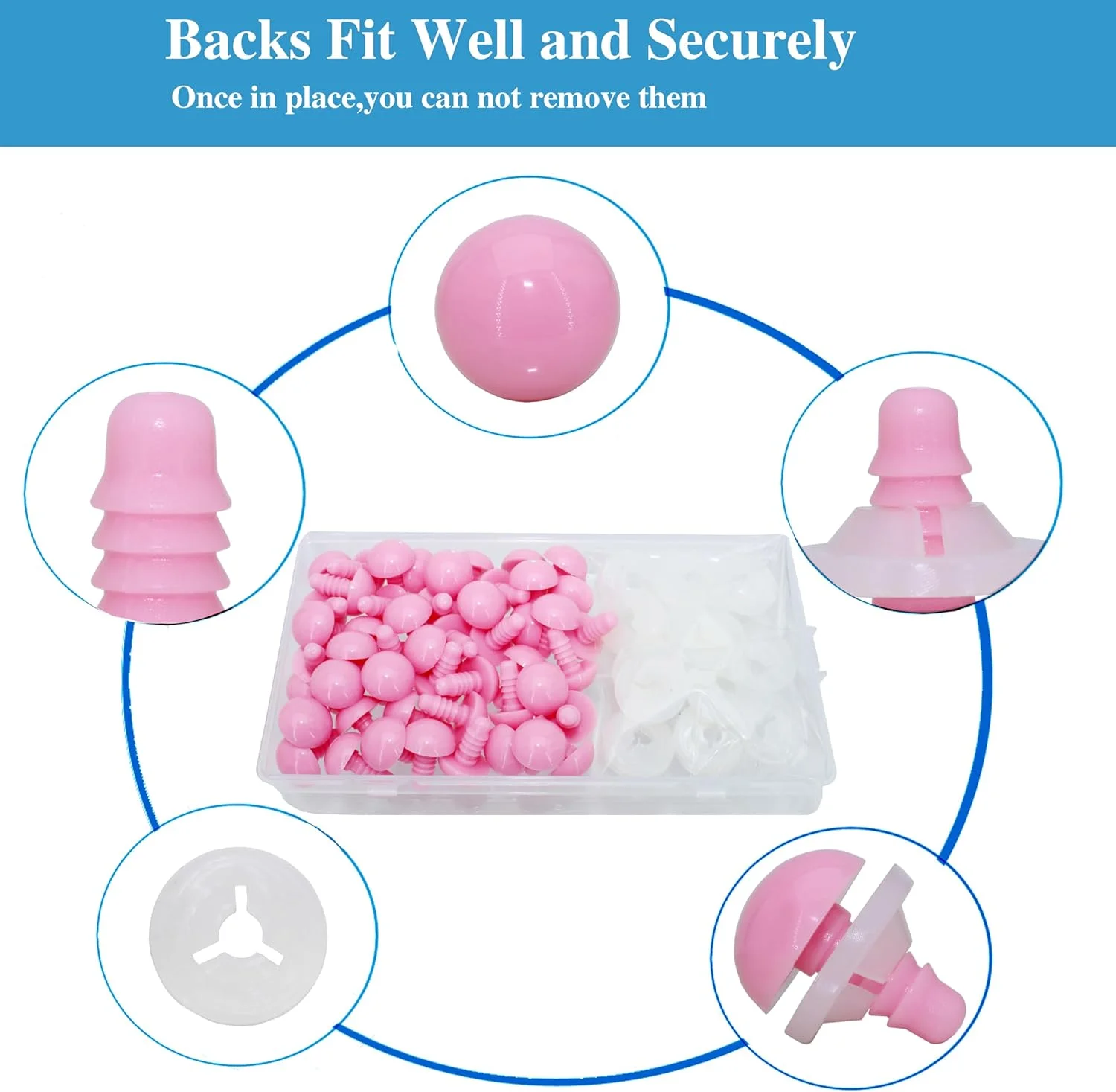 بست سی وای سی 1 جعبه (50 عدد) چشم های ایمنی پلاستیکی 15 میلی متری صورتی، طراحی رزوه ای قفل شونده، چشم های صنایع دستی با واشر برای ساخت یا تعمیر عروسک های بافتنی، حیوانات عروسکی، عروسک، اسباب بازی، قلاب بافی، لوازم بست سی وای سی 1 جعبه (50 عدد) چشم های ایمنی پلاستیکی 15 میلی متری صورتی، طراحی رزوه ای قفل شونده، چشم های صنایع دستی با واشر برای ساخت یا تعمیر عروسک های بافتنی، حیوانات عروسکی، عروسک، اسباب بازی، قلاب بافی، لوازم