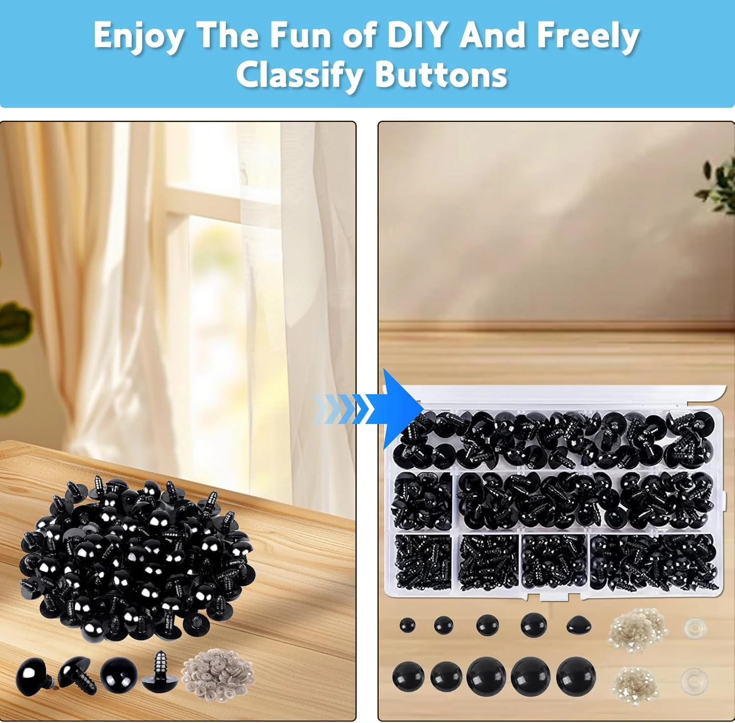 ابزار نصب چشم ایمنی، کمکی برای اتصال چشم های ایمن برای قلاب بافی، شامل 150 عدد چشم عروسک 5-30 میلی متری برای لوازم ساخت سایز آمیگورومی، کاردستی DIY، دسته فنری ارگونومیک (آبی) ابزار نصب چشم ایمنی، کمکی برای اتصال چشم های ایمن برای قلاب بافی، شامل 150 عدد چشم عروسک 5-30 میلی متری برای لوازم ساخت سایز آمیگورومی، کاردستی DIY، دسته فنری ارگونومیک (آبی)