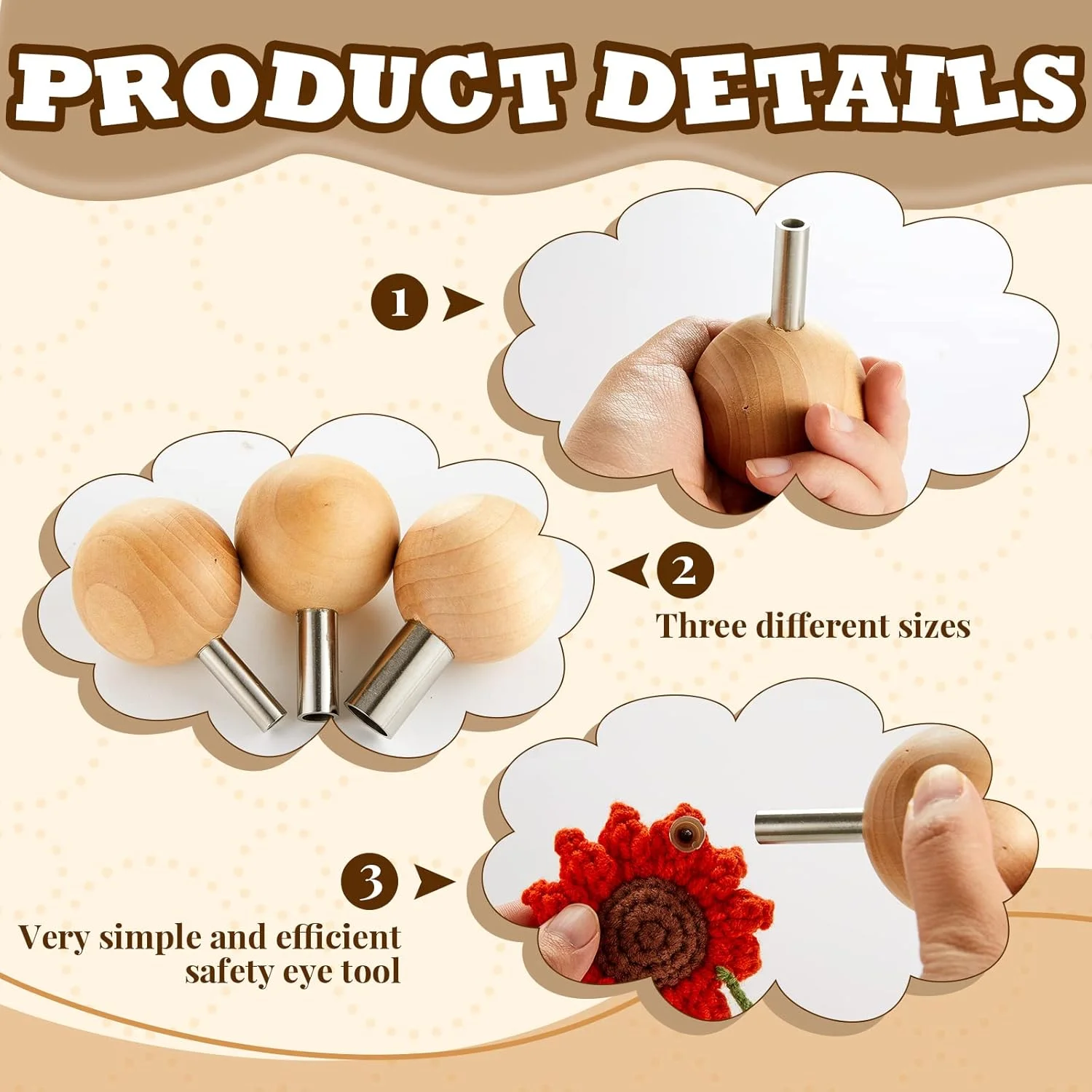 ابزار کمکی Amylove برای نصب چشم های عروسکی و واشر، ابزار درج چشم های ایمنی، ابزار قلاب بافی برای ساخت عروسک های آمیگورومی، لوازم ساخت عروسک، 3 سایز ابزار کمکی Amylove برای نصب چشم های عروسکی و واشر، ابزار درج چشم های ایمنی، ابزار قلاب بافی برای ساخت عروسک های آمیگورومی، لوازم ساخت عروسک، 3 سایز