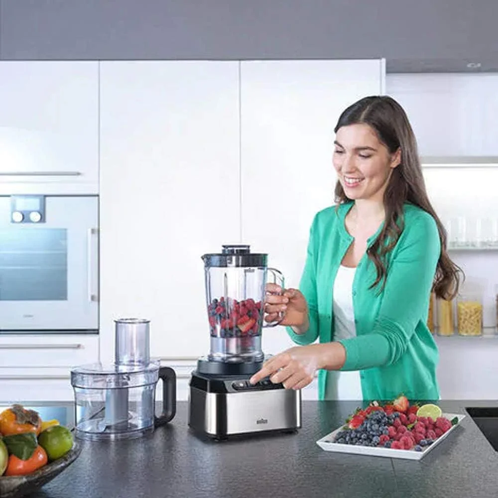 غذاساز 12 در 1 براون مدل Fp 3235 Si Purease، 800 وات، کاسه 2.1 لیتری، طراحی فلزی، مشکی "حداقل 1 سال گارانتی سازنده"