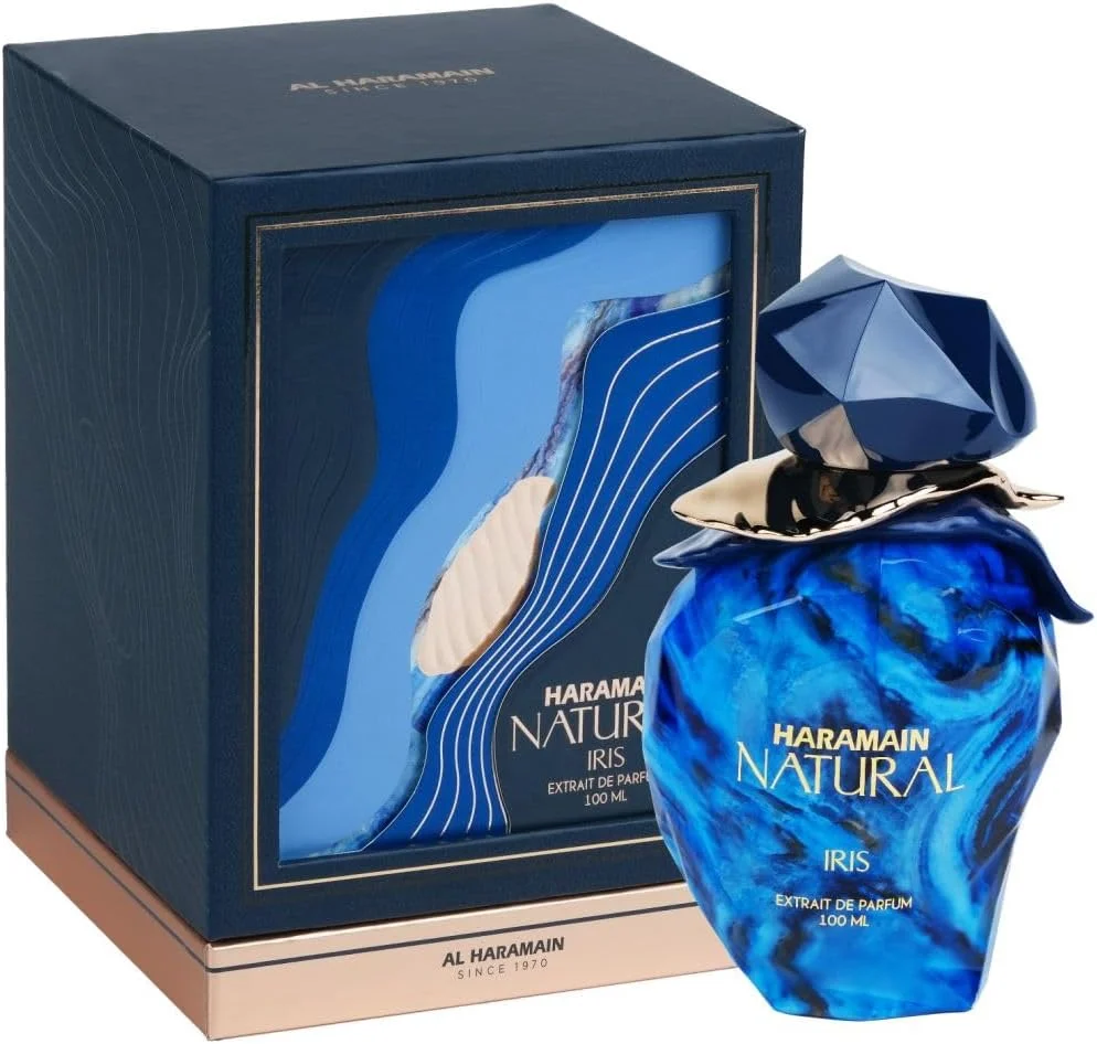 عطر ادکلن حرمین نچرال آیریس 100 میلی لیتر اکستریت د پرفیوم | رایحه مرکباتی گلی چوبی برای مردان و زنان | عطر لوکس ماندگار از الحرمین