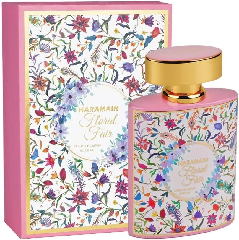 عطر زنانه حرمين فلورال فیر اکستریت د پرفیوم 100 میلی لیتر | عطر لوکس زنانه با رایحه رز، یاس، گل مریم و مشک | عطر گلی ماندگار از الحرمین
