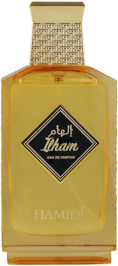عطر زنانه حمیدی الهام گلد ادو پرفیوم 100 میلی لیتر، عطر زنانه، ماندگاری طولانی، رایحه عربی مرکباتی معطر با لیمو، ترنج، اسطوخودوس، عسل و دارچین