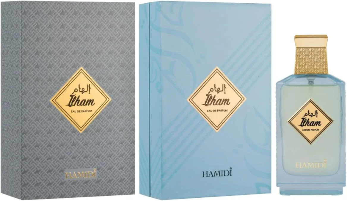 ادو پرفیوم زنانه حمیدی الهام آبی 100 میل، عطر زنانه، ماندگاری طولانی، رایحه عربی آروماتیک گلی با ترنج، جوز هندی، شکوفه آناناس و گل مریم ادو پرفیوم زنانه حمیدی الهام آبی 100 میل، عطر زنانه، ماندگاری طولانی، رایحه عربی آروماتیک گلی با ترنج، جوز هندی، شکوفه آناناس و گل مریم