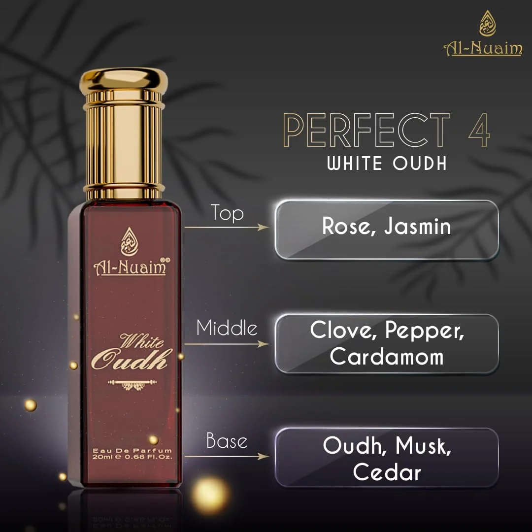 ست هدیه ادو پرفیوم унисекс Al Nuaim French 4 (4 X 20ml) شکلات مشک، بلوبری مشک، بلو ویو 07، عطر مایع ماندگار (بسته 4 عددی)