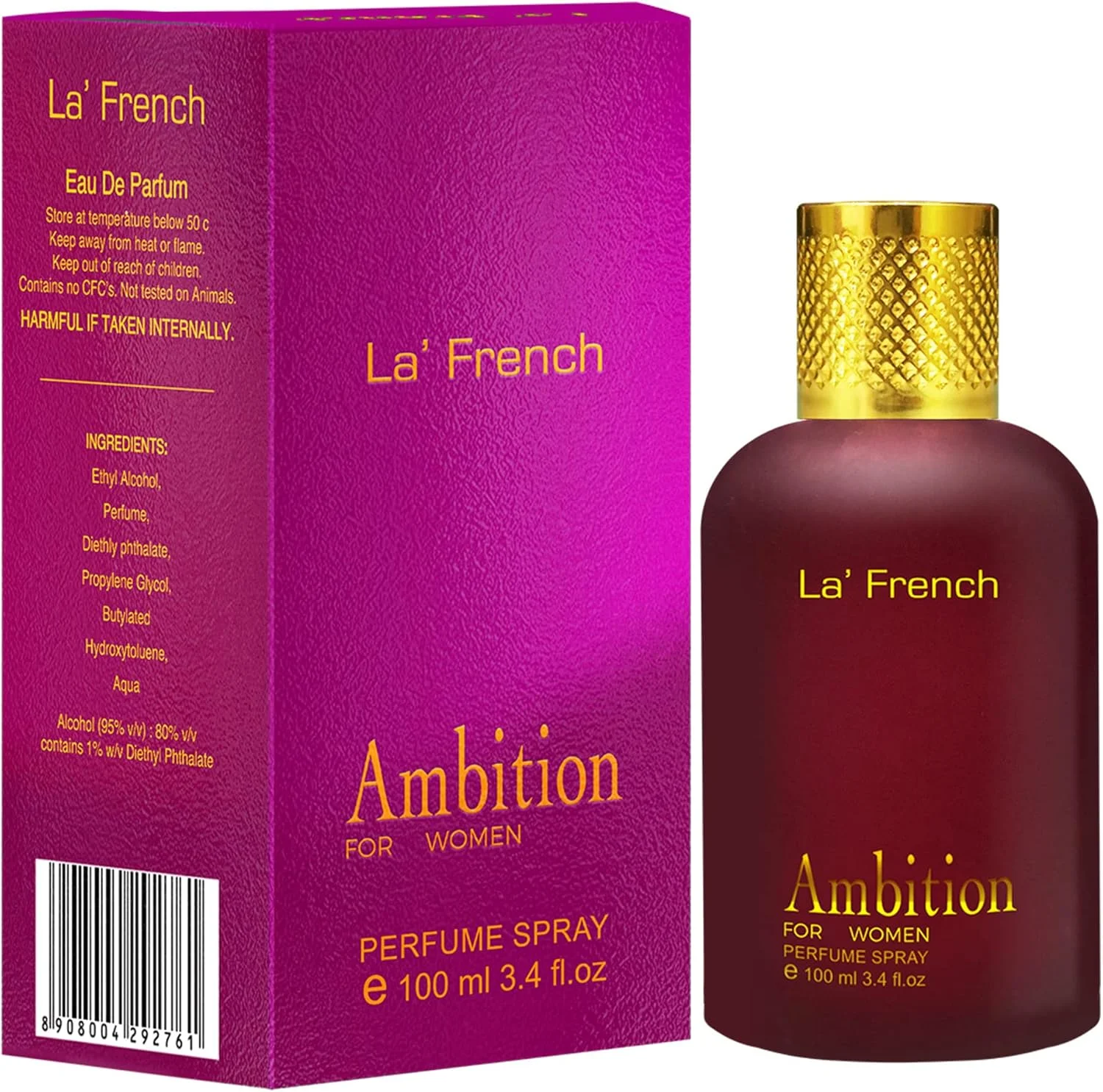 ادکلن زنانه La French مدل Ambition - حجم 100 میلی لیتر | ادو پرفیوم | رایحه گلی ماندگار | رایحه لوکس ممتاز | عصاره چوب سدر، مشک و عنبر | ست هدیه عطر (بسته 1 عددی)