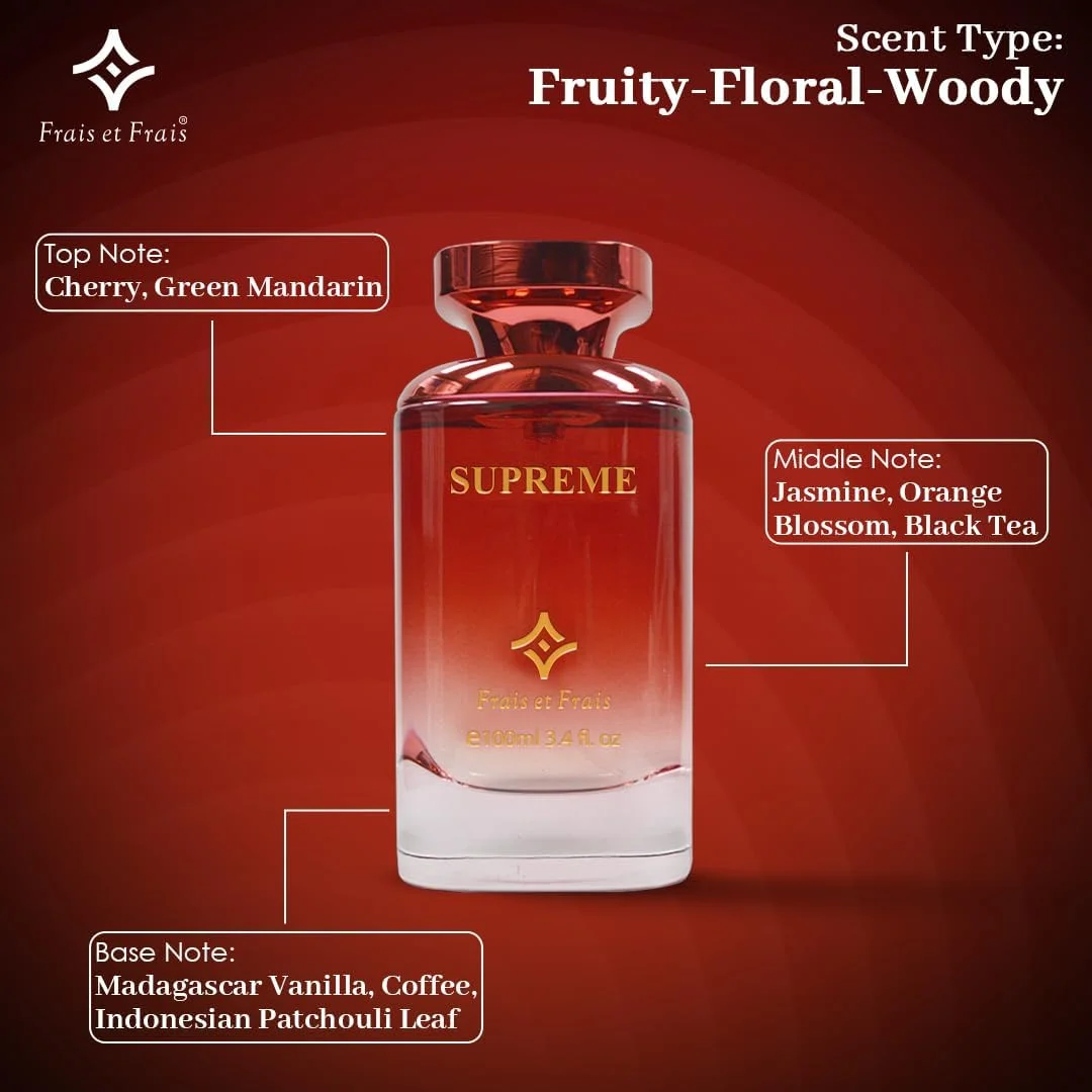 عطر زنانه فراس ات فراس سوپریم 100 میلی لیتر - ادو پرفیوم - ماندگاری طولانی، رایحه ممتاز زنانه با رایحه گیلاس و یاس عطر زنانه فراس ات فراس سوپریم 100 میلی لیتر - ادو پرفیوم - ماندگاری طولانی، رایحه ممتاز زنانه با رایحه گیلاس و یاس