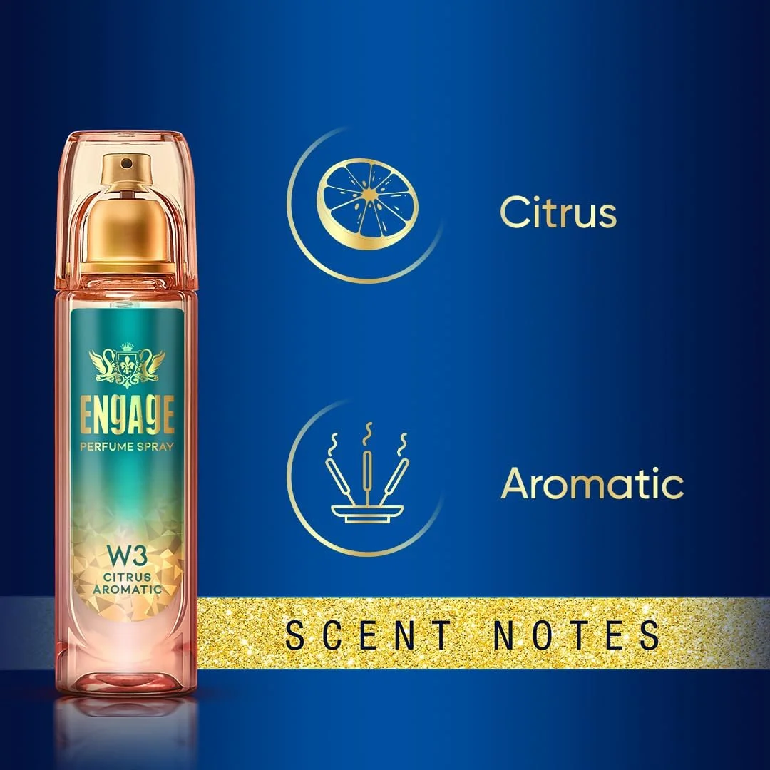 ادکلن زنانه Engage W3، رایحه مرکبات و گل، سازگار با پوست، 120 میلی لیتر