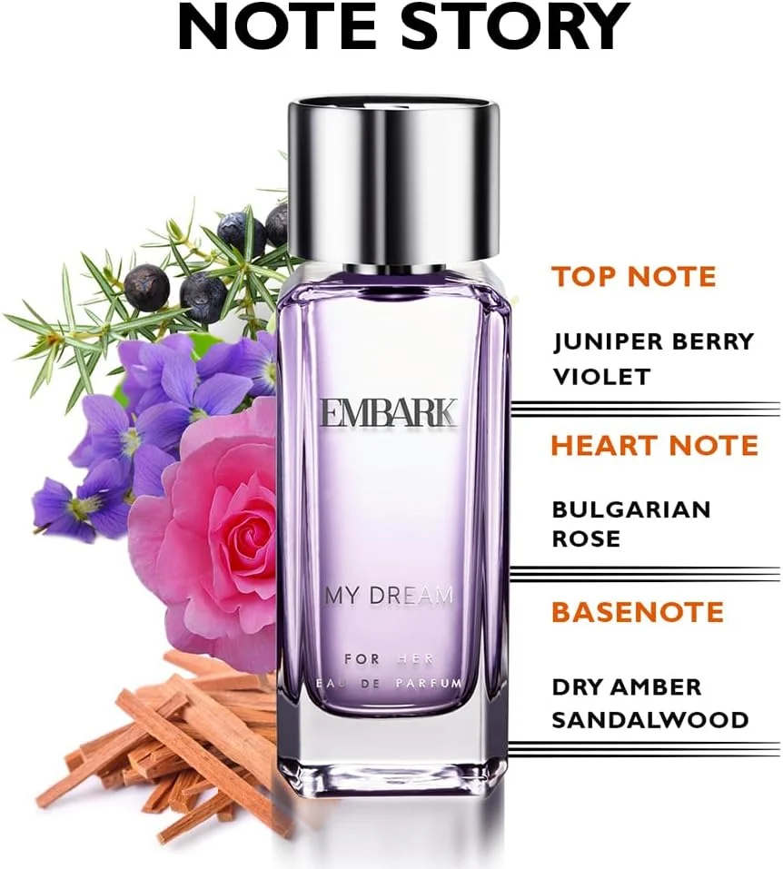 عطر زنانه EMBARK - رایحه ماندگار، عطر زنانه My Dream for Her، رایحه شرقی، گلی، چوبی، رایحه تمام روز برای پوست هندی (100 میلی لیتر) عطر زنانه EMBARK - رایحه ماندگار، عطر زنانه My Dream for Her، رایحه شرقی، گلی، چوبی، رایحه تمام روز برای پوست هندی (100 میلی لیتر)