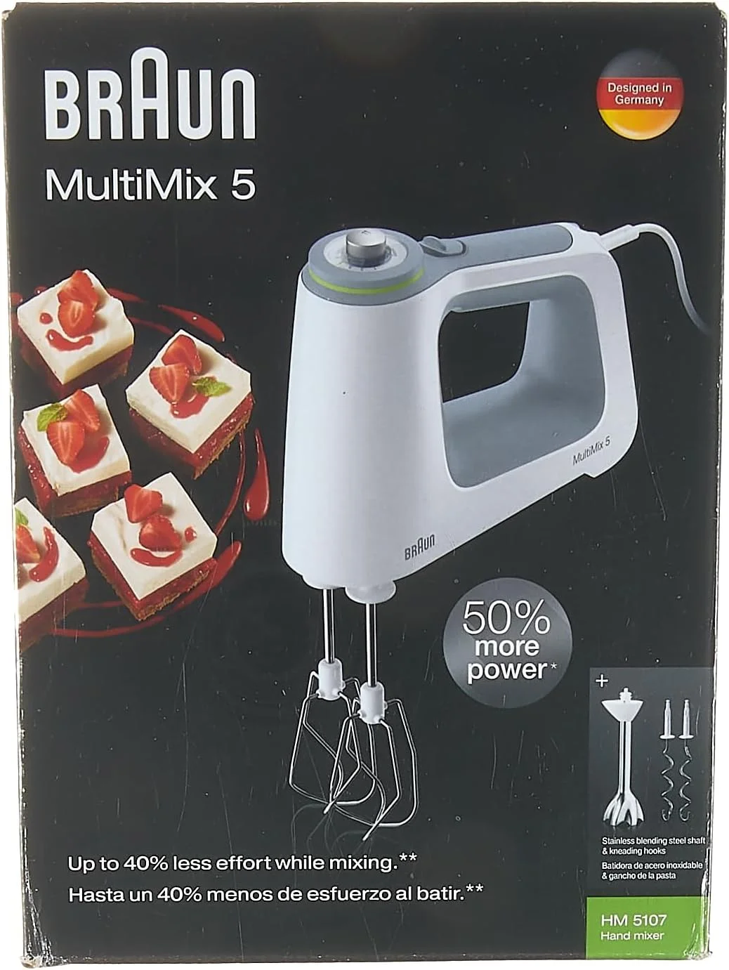 همزن دستی براون مدل MultiMix 5 HM 5107 با کنترل سرعت پیوسته، 750 وات، شامل همزن، خمیرزن، میله پوره ساز و فنجان مخلوط کن و اندازه گیری 600 میلی لیتری، سفید/خاکستری همزن دستی براون مدل MultiMix 5 HM 5107 با کنترل سرعت پیوسته، 750 وات، شامل همزن، خمیرزن، میله پوره ساز و فنجان مخلوط کن و اندازه گیری 600 میلی لیتری، سفید/خاکستری