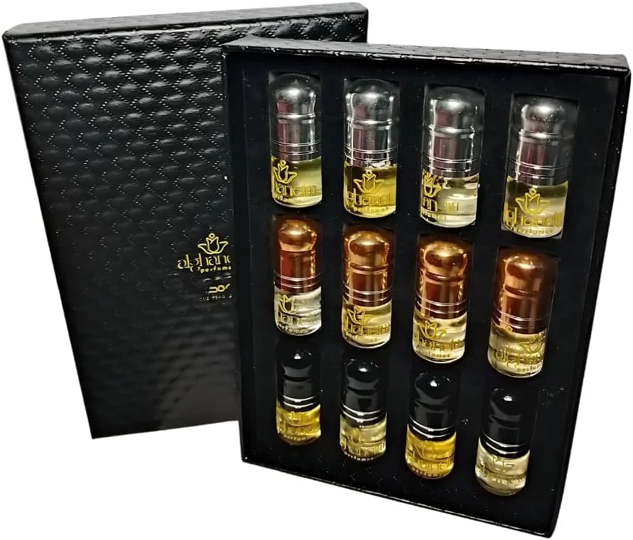 مجموعه روغن عطر عود унисекс، پایه روغن عطر، بسته ترکیبی، 12 رایحه منحصر به فرد در یک جعبه هدیه لوکس | عطرهای الغنیم مجموعه روغن عطر عود унисекс، پایه روغن عطر، بسته ترکیبی، 12 رایحه منحصر به فرد در یک جعبه هدیه لوکس | عطرهای الغنیم