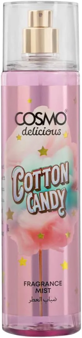 اسپری خوشبو کننده بدن با رایحه پشمک کیهانی Cosmo Delicious، 250 میلی لیتر، رایحه شیرین پشمک و آدامس بادکنکی، اسپری بدن میوه ای سبک، مناسب برای استفاده روزمره، عطر ماندگار برای زنان و مردان