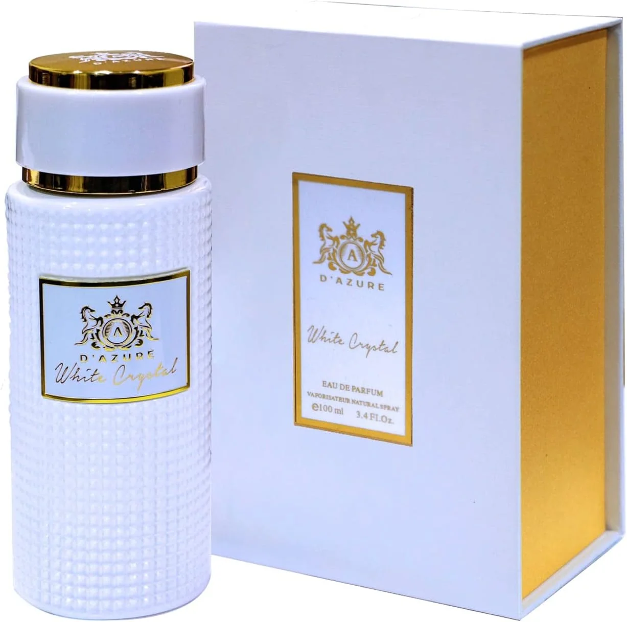 عطر زنانه دی آزور مدل White Crystal با رایحه ای از کهربا، فوژه، اسطوخودوس، شکوفه پرتقال و یاسمن 100 میلی لیتر