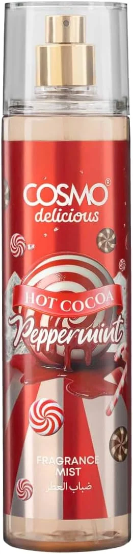 اسپری خوشبو کننده بدن کاکائو داغ نعنایی Cosmo Delicious، 250 میلی لیتر، رایحه شکلات و نعناع، اسپری بدن زمستانی دنج، مناسب برای استفاده روزمره، عطر ماندگار برای زنان و مردان