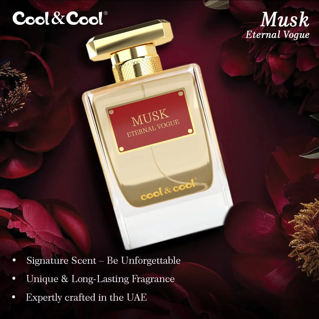 ادکلن کول اند کول Musk Eternal Vogue حجم 100 میلی لیتر - رایحه گلی با نت های زعفران، رز، میوه ای و مشک، رایحه ای شیک و ماندگار مناسب برای خانم ها و آقایان ادکلن کول اند کول Musk Eternal Vogue حجم 100 میلی لیتر - رایحه گلی با نت های زعفران، رز، میوه ای و مشک، رایحه ای شیک و ماندگار مناسب برای خانم ها و آقایان