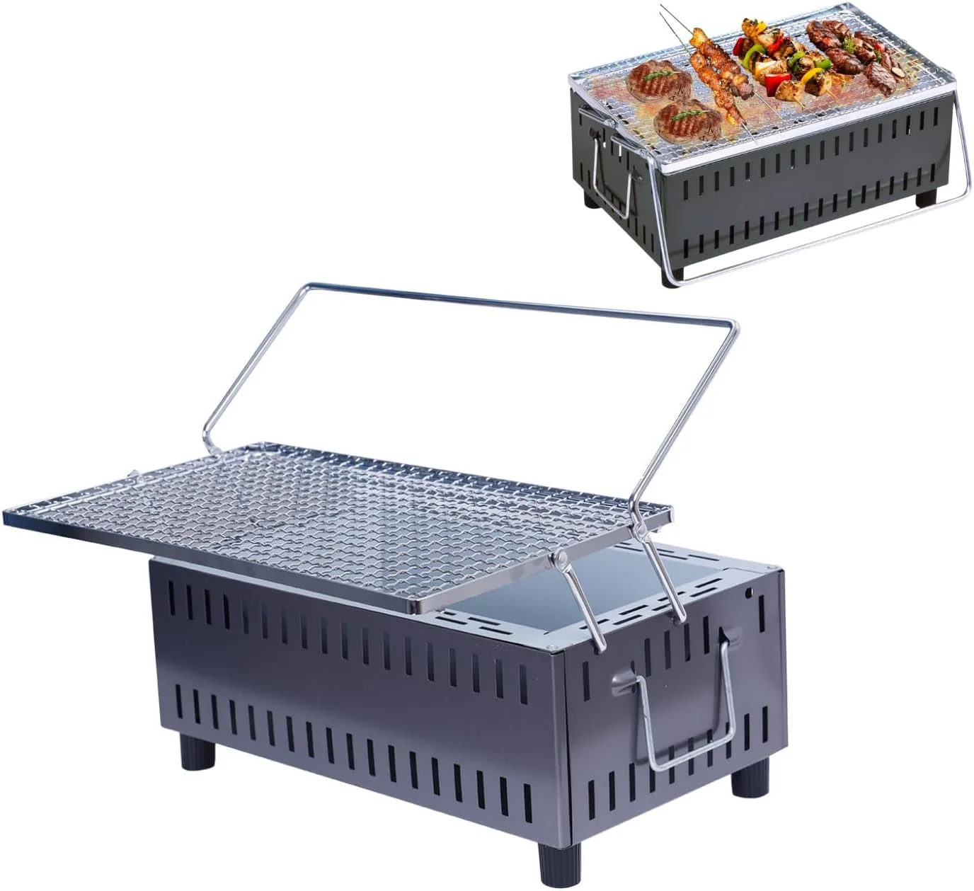 پروکمپ | ساخت ژاپن | باربیکیو زغالی رومیزی - 35 سانتی متر در 21 سانتی متر | مناسب برای 1-2 نفر | گریل قابل حمل | گریل کباب پز برای کمپینگ در فضای باز، پخت و پز در پاسیو