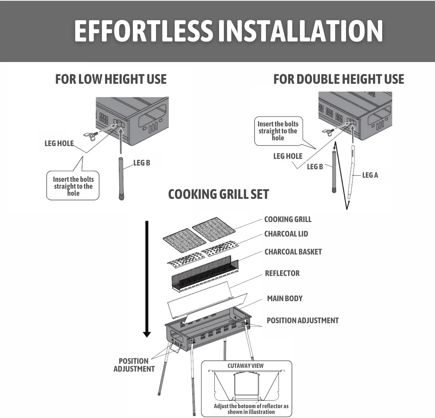 پروکمپ | ساخت ژاپن | باربیکیو زغالی بدون دود - گریل قابل حمل مقاوم در برابر زنگ زدگی | مناسب برای پخت و پز 5-7 نفر | گریل با قابلیت جداسازی آسان برای کمپینگ در فضای باز، پخت و پز در پاسیو، مهمانی باربیکیو