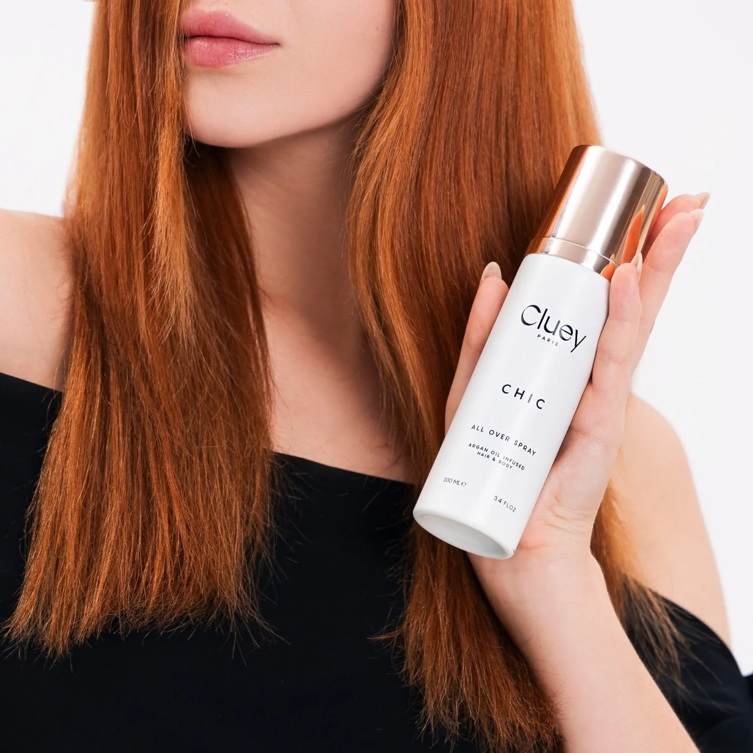 اسپری عطر مو و بدن Cluey CHIC حجم 100 میلی لیتر، غنی شده با روغن آرگان، اسپری کامل برای زنان و مردان با رایحه دودی نعناع هندی ترکیب شده با آکورد کهربا.