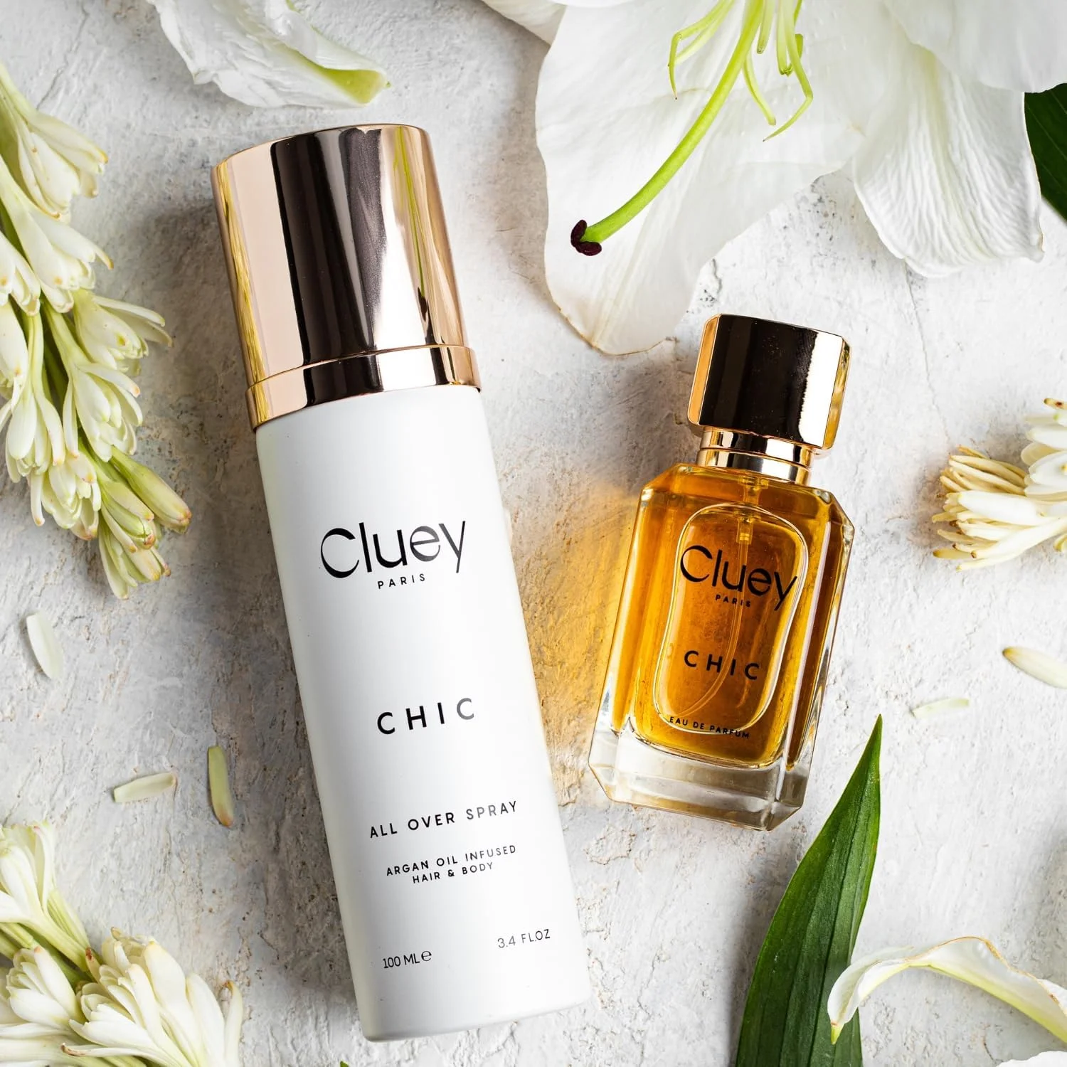 اسپری عطر مو و بدن Cluey CHIC حجم 100 میلی لیتر، غنی شده با روغن آرگان، اسپری کامل برای زنان و مردان با رایحه دودی نعناع هندی ترکیب شده با آکورد کهربا.