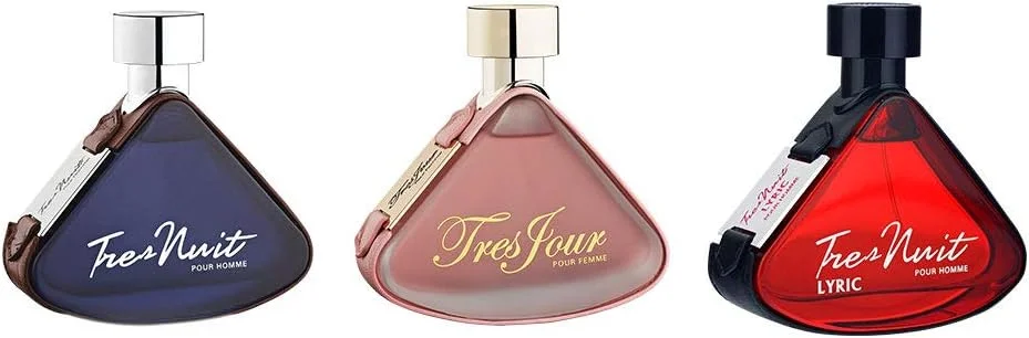 مجموعه ادکلن کلاسیک آرماف، ست عطر 3 تکه مردانه و زنانه، ادو پرفیوم مردانه Tres Nuit Pour Homme EDP 100ml + ادو پرفیوم زنانه Tres Jour Pour Femme EDP 100ml + ادو پرفیوم مردانه Tres Lyric Pour Homme EDP 100ml، عطرهای مردانه و زنانه