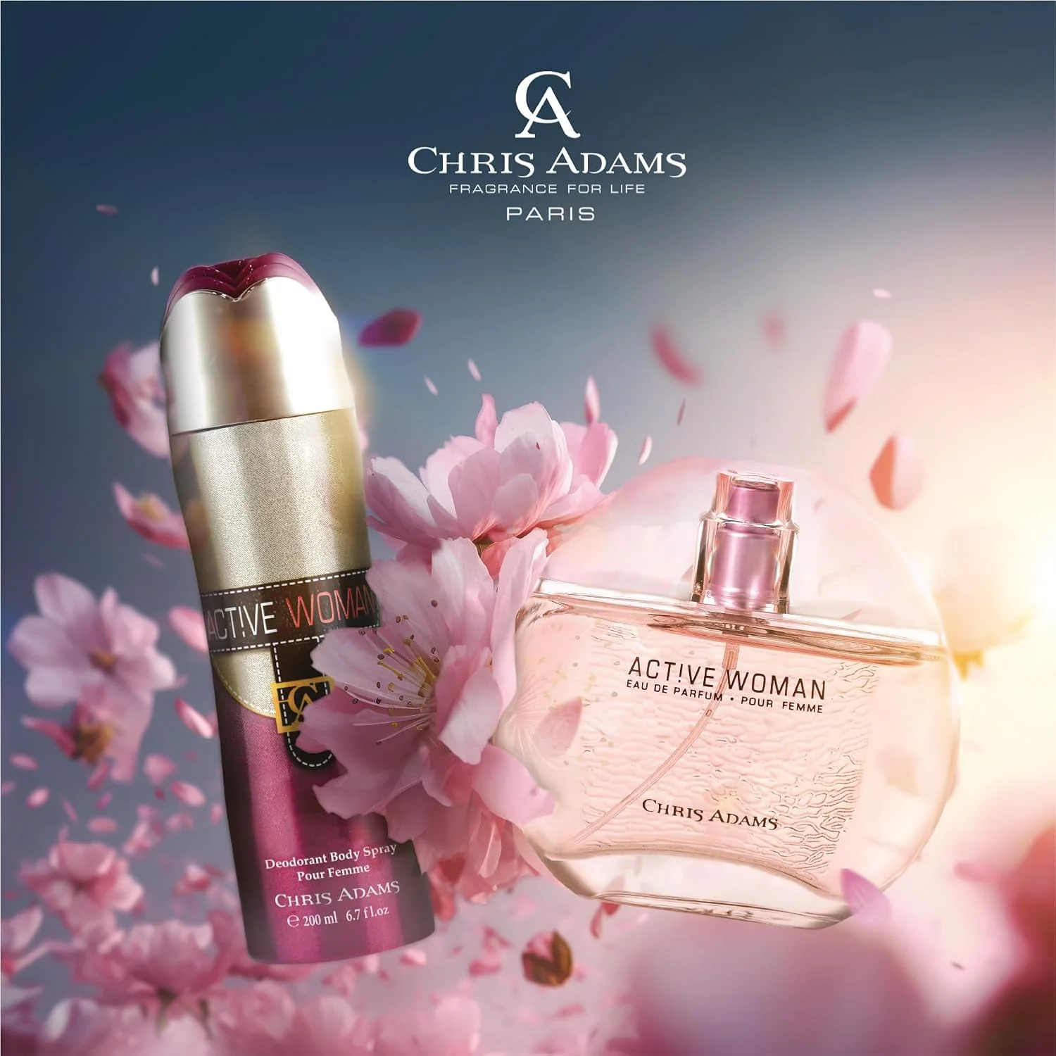 عطر زنانه اکتیو وومن پور فم از کریس آدامز، ادو پرفیوم زنانه، 80 میلی لیتر (بسته 2 عددی)