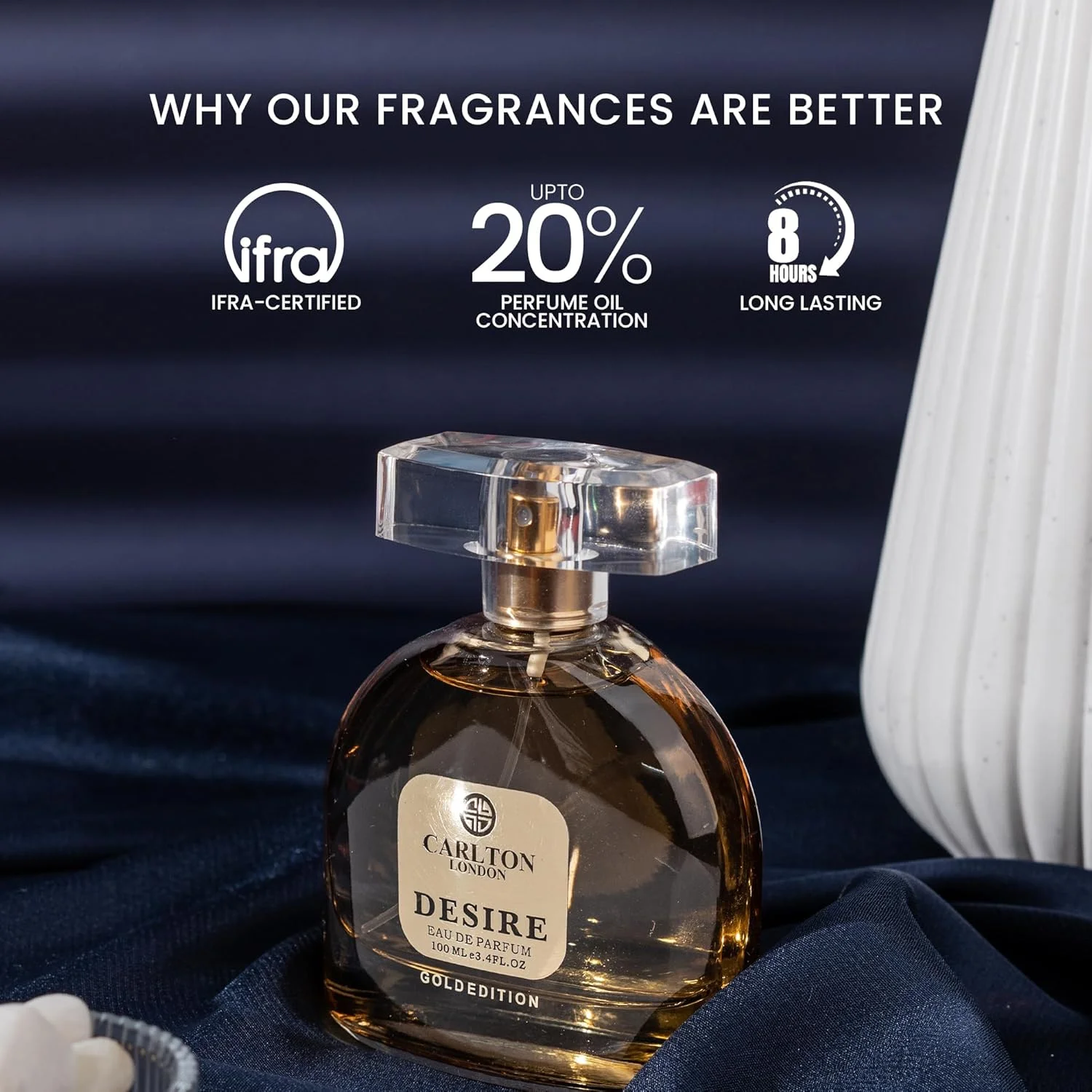 ادکلن زنانه کارلتون لندن نسخه محدود Desire Eau de Parfum | مرکباتی و گلی | عطر لوکس با ماندگاری طولانی | سازگار با پوست | عطر شب قرار (100.00 میلی لیتر (بسته 1 عددی))
