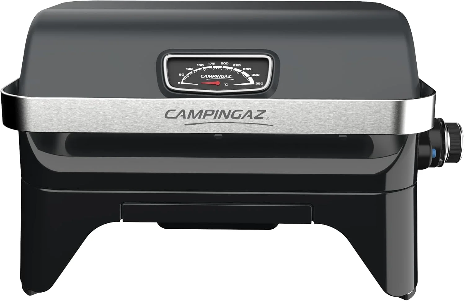باربیکیو گازی CAMPINGAZ Attitude2go، گریل گازی رومیزی با درب، گریل بالکن قابل حمل، گریل کمپینگ، با دماسنج و توری پخت و پز چدنی، کارکرد با کپسول های گاز استاندارد