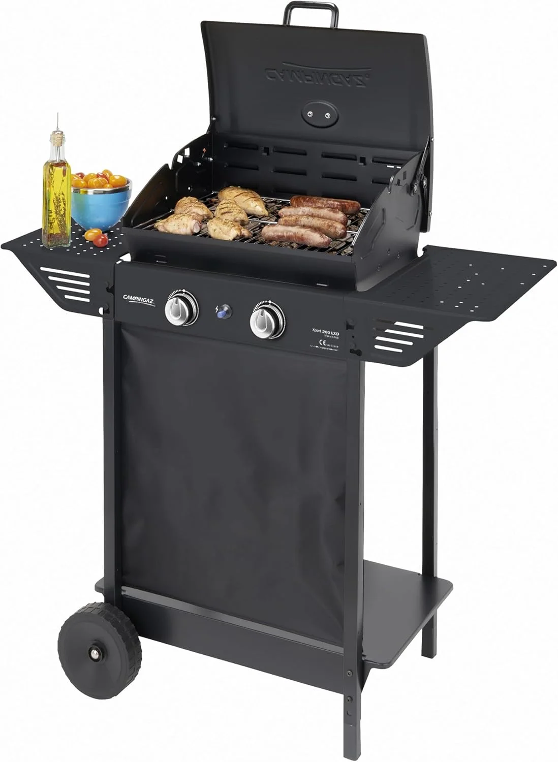 باربیکیو گازی چرخدار Campingaz Xpert 200 LXD با 2 مشعل گازی آلومینایز، درب با دماسنج، توان 7.1 کیلو وات، قفسه گرم کننده، 2 میز تاشو جانبی باربیکیو گازی چرخدار Campingaz Xpert 200 LXD با 2 مشعل گازی آلومینایز، درب با دماسنج، توان 7.1 کیلو وات، قفسه گرم کننده، 2 میز تاشو جانبی