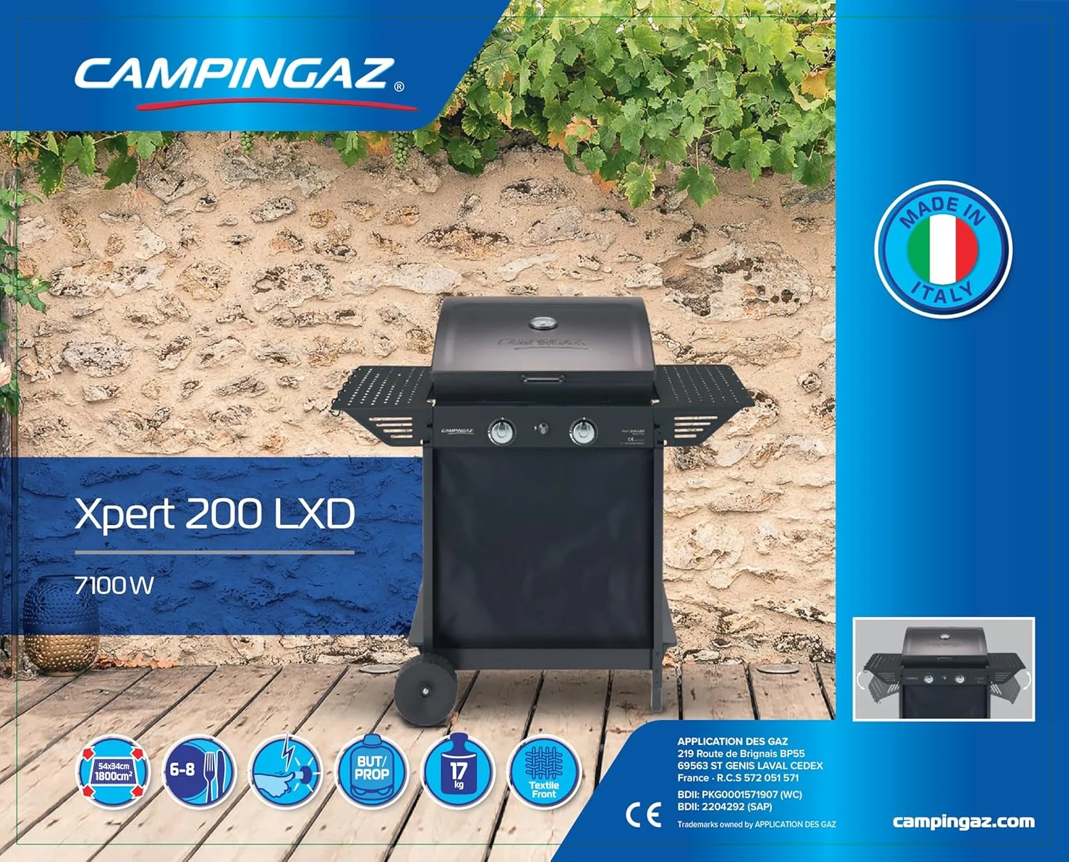 باربیکیو گازی چرخدار Campingaz Xpert 200 LXD با 2 مشعل گازی آلومینایز، درب با دماسنج، توان 7.1 کیلو وات، قفسه گرم کننده، 2 میز تاشو جانبی باربیکیو گازی چرخدار Campingaz Xpert 200 LXD با 2 مشعل گازی آلومینایز، درب با دماسنج، توان 7.1 کیلو وات، قفسه گرم کننده، 2 میز تاشو جانبی
