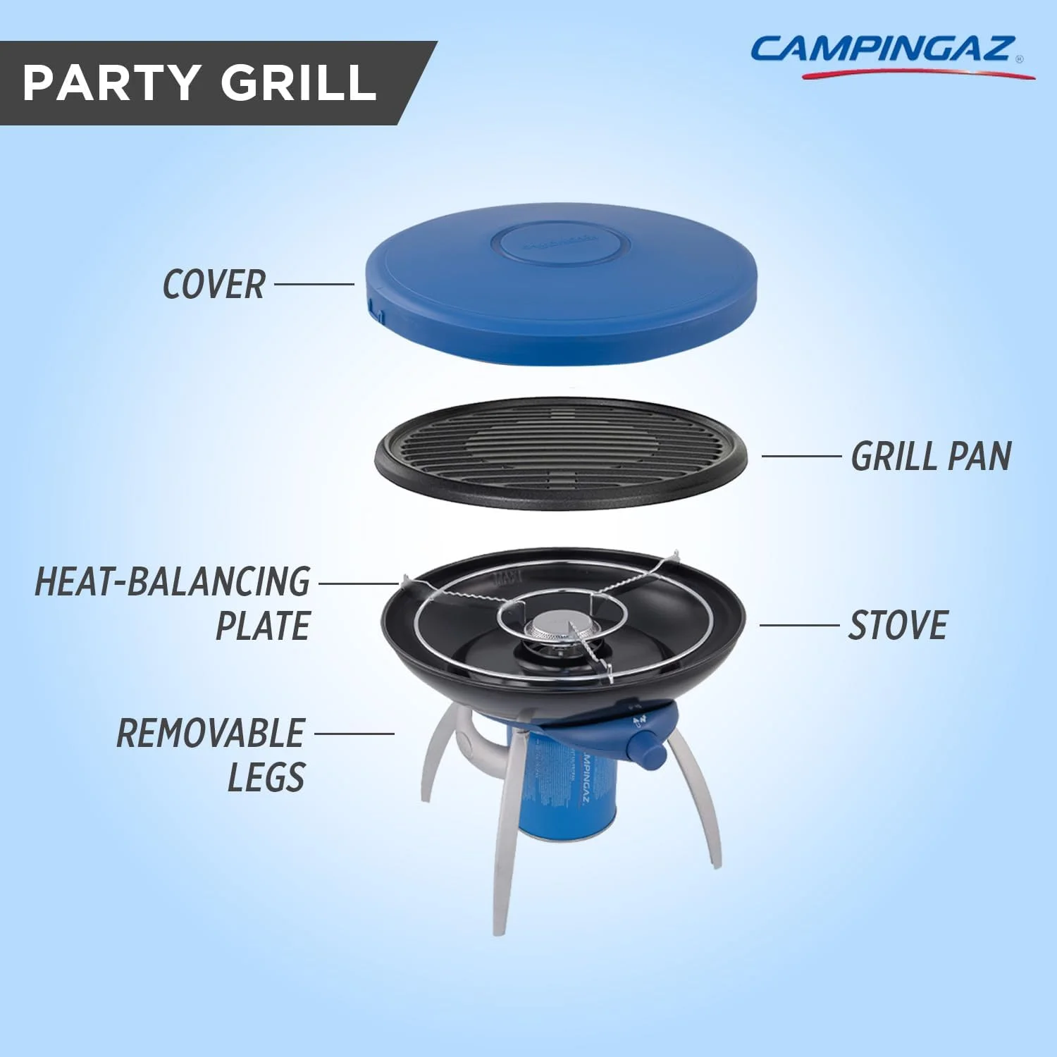 اجاق گاز و گریل کمپینگاز مدل Party Grill، باربیکیو قابل حمل همه کاره، به همراه تابه، شبکه و نگهدارنده تابه، مشکی اجاق گاز و گریل کمپینگاز مدل Party Grill، باربیکیو قابل حمل همه کاره، به همراه تابه، شبکه و نگهدارنده تابه، مشکی