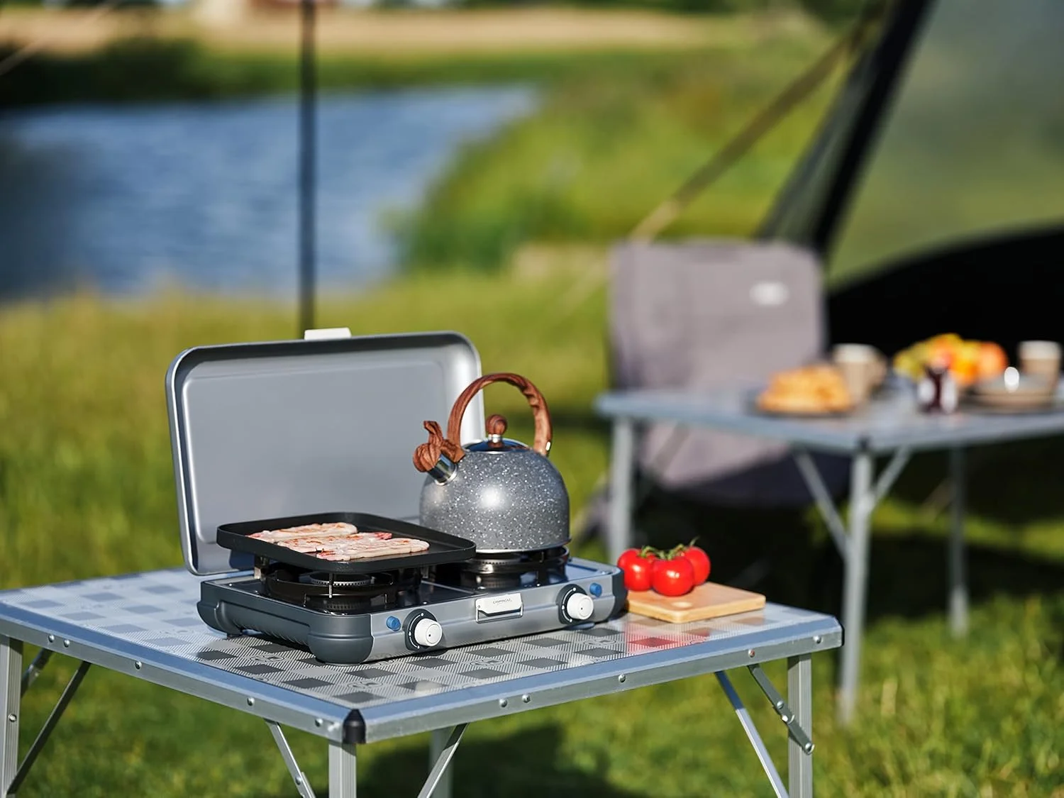 اجاق گاز سفری کمپینگاز مدل CG Kitchen 2 Grill & Go CV 2176805 اجاق گاز سفری کمپینگاز مدل CG Kitchen 2 Grill & Go CV 2176805