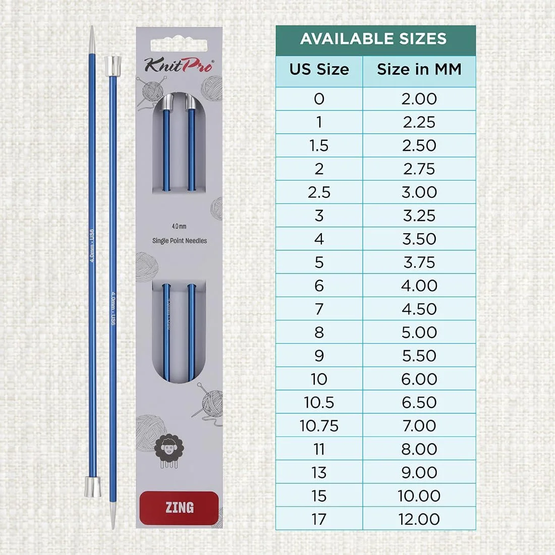 میل بافتنی تک سر KnitPro Zing 35 سانتی‌متری | سایز 4.00 میلی‌متر