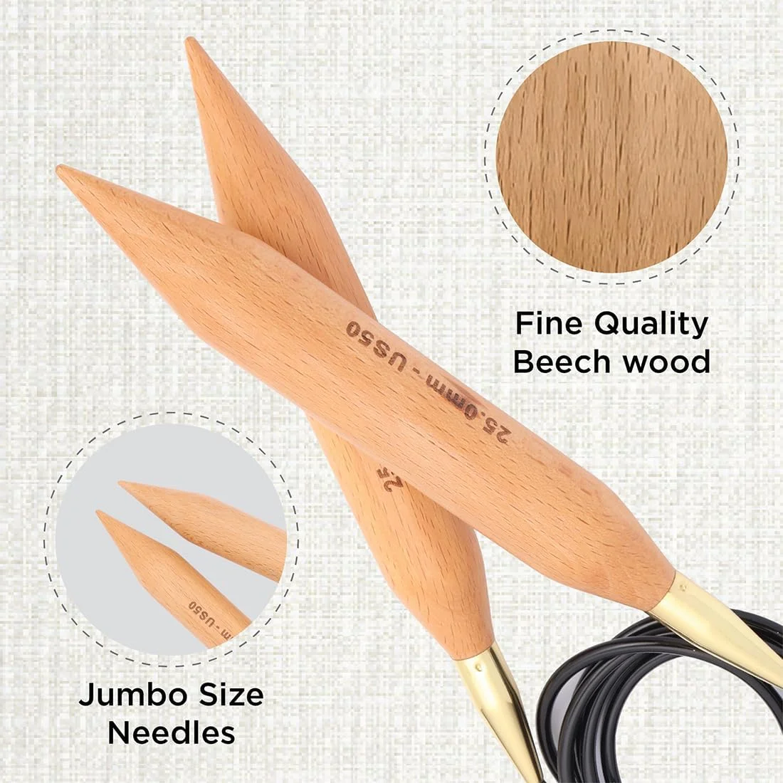 میل بافتنی دایره ای ثابت KnitPro KP35374 Basix، چوب درخت توس، 120 سانتی متر × 25 میلی متر میل بافتنی دایره ای ثابت KnitPro KP35374 Basix، چوب درخت توس، 120 سانتی متر × 25 میلی متر