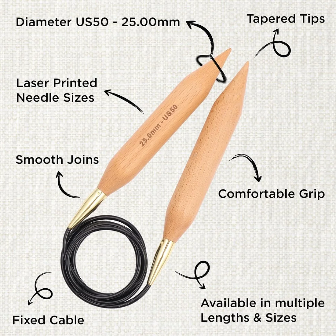 میل بافتنی دایره ای ثابت KnitPro KP35374 Basix، چوب درخت توس، 120 سانتی متر × 25 میلی متر میل بافتنی دایره ای ثابت KnitPro KP35374 Basix، چوب درخت توس، 120 سانتی متر × 25 میلی متر