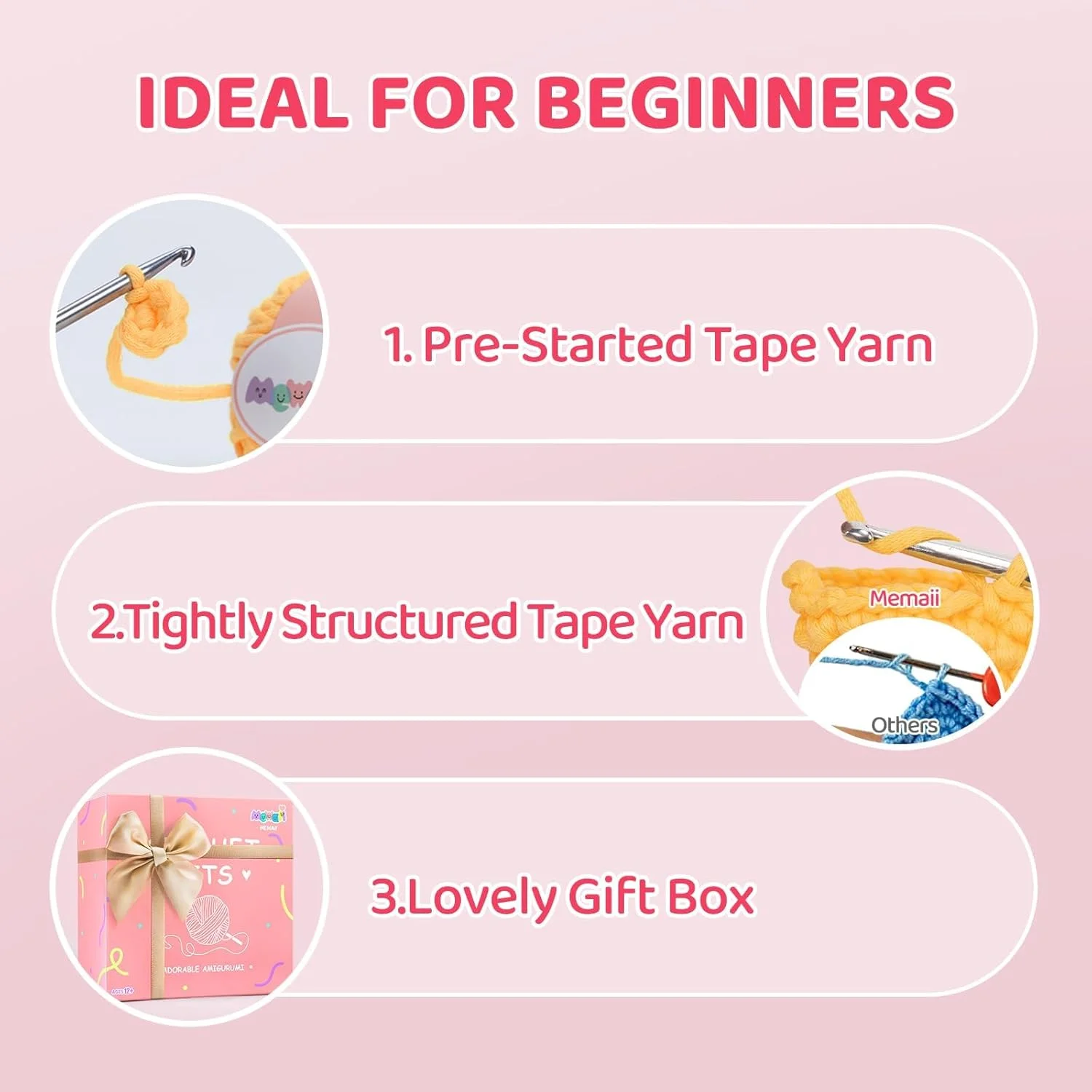کیت قلاب بافی گربه TERRIFI برای مبتدیان، کیت کامل DIY با نخ نواری 40% از قبل شروع شده، شامل آموزش های ویدئویی گام به گام، لوازم بافتنی قلاب بافی برای بزرگسالان و کودکان، گربه