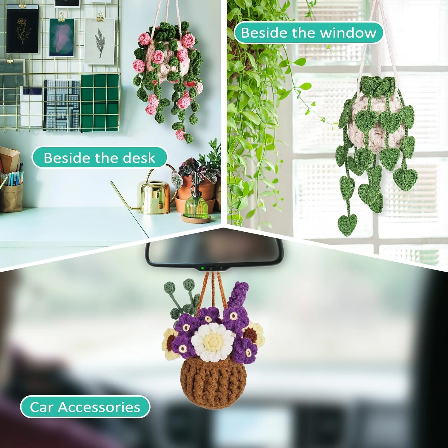 کیت قلاب بافی Crochetta برای مبتدیان، کیت قلاب بافی با آموزش های ویدئویی گام به گام، کیت آموزش قلاب بافی برای بزرگسالان و کودکان، لوازم صنایع دستی بافتنی، دکوراسیون منزل گیاهان آویز (40%+ نخ)